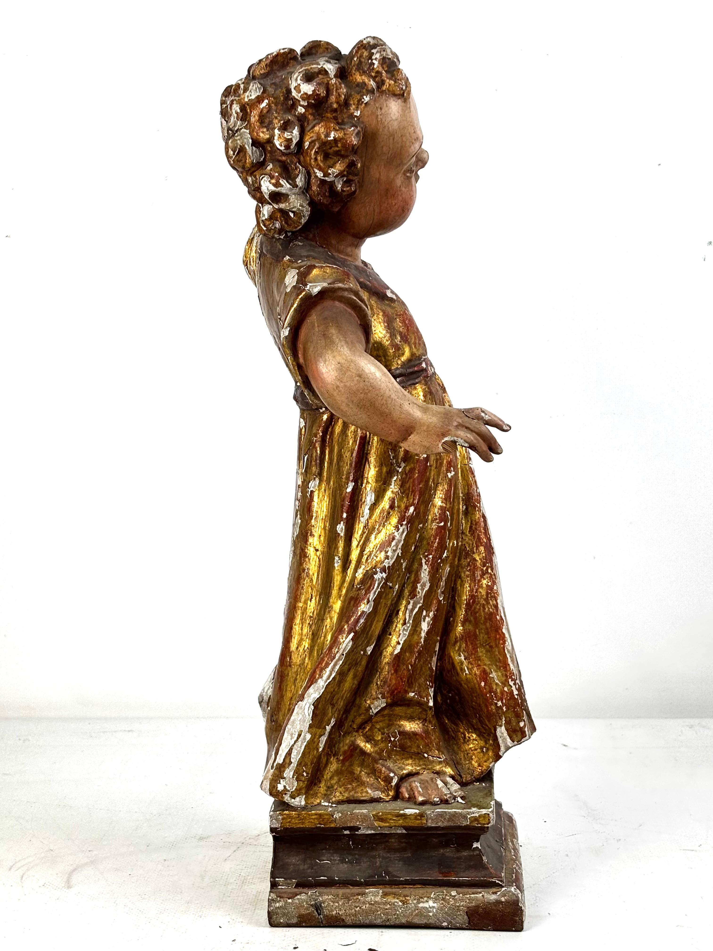 18th Century Catalan Polychrome Wood Figure of the Christ Child For Sale 8
