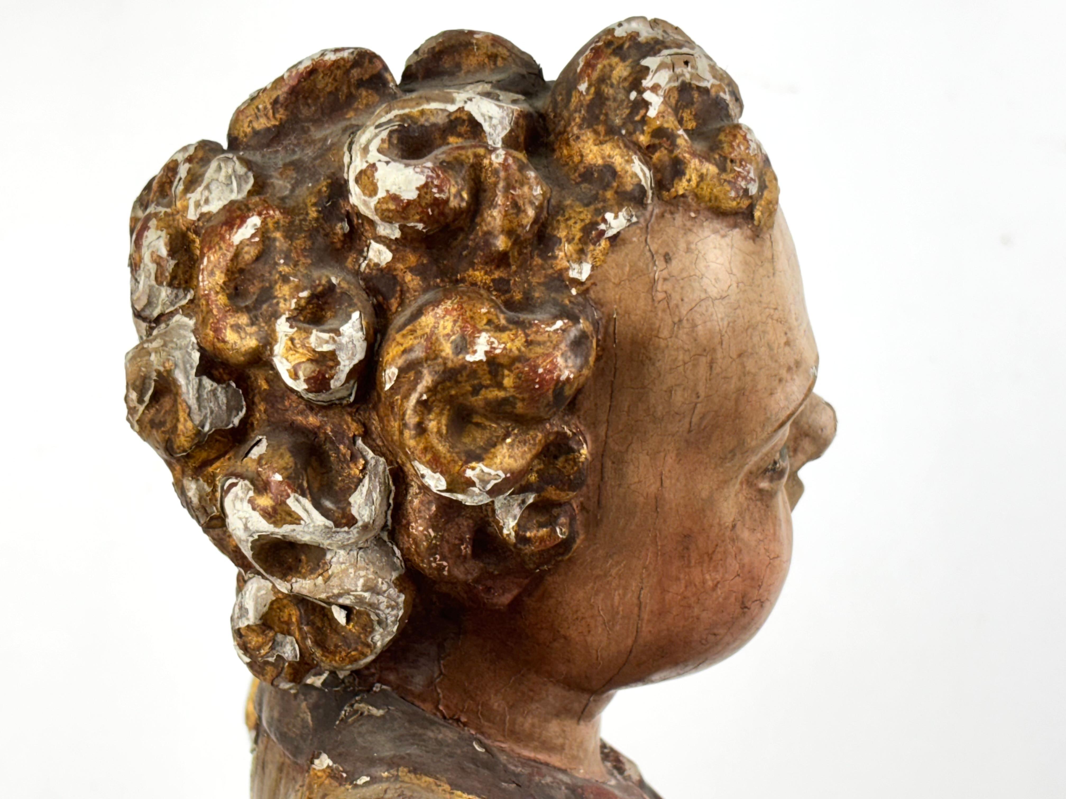 18th Century Catalan Polychrome Wood Figure of the Christ Child For Sale 9