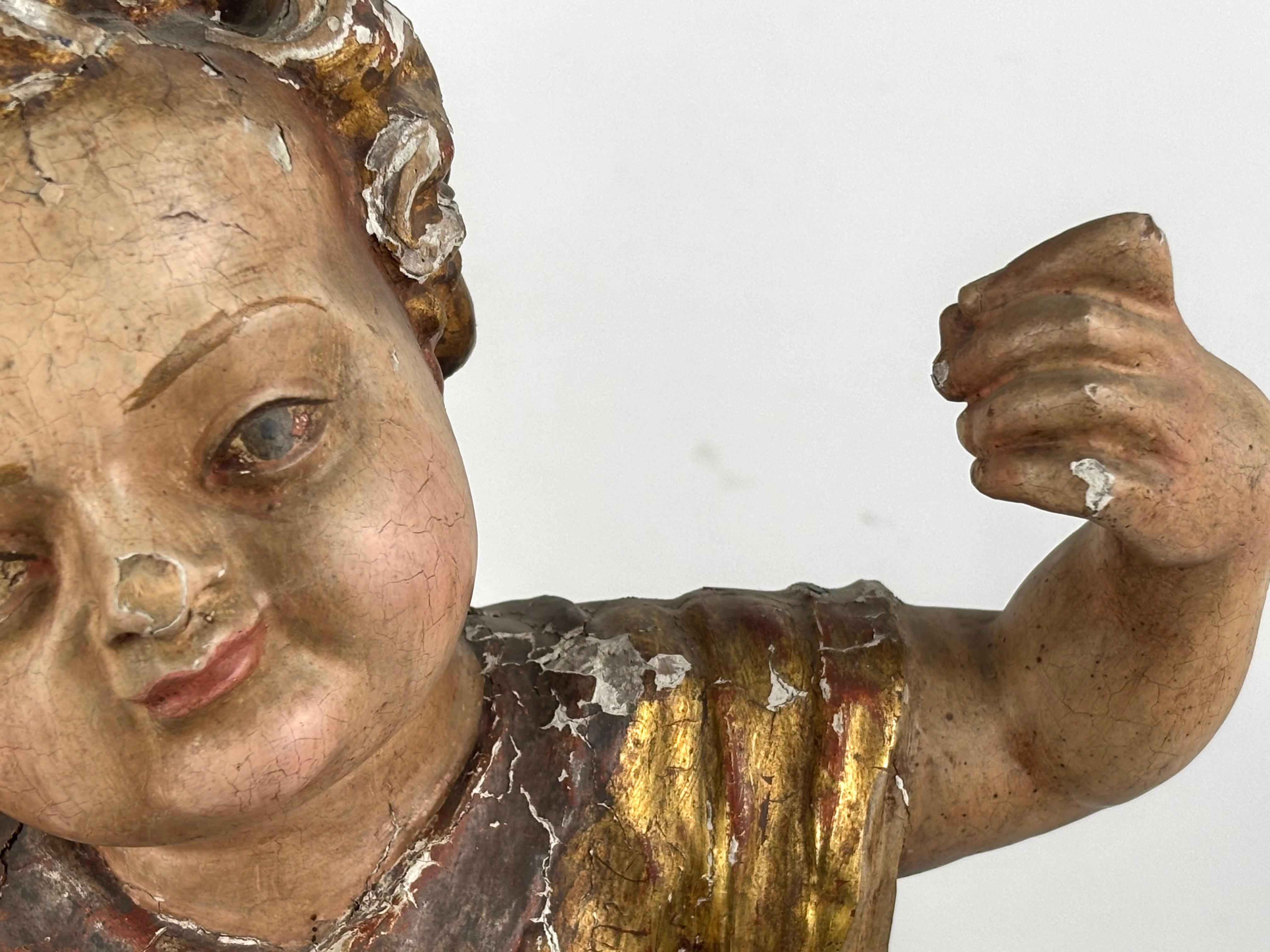 18th Century Catalan Polychrome Wood Figure of the Christ Child - Sculpture by Unknown