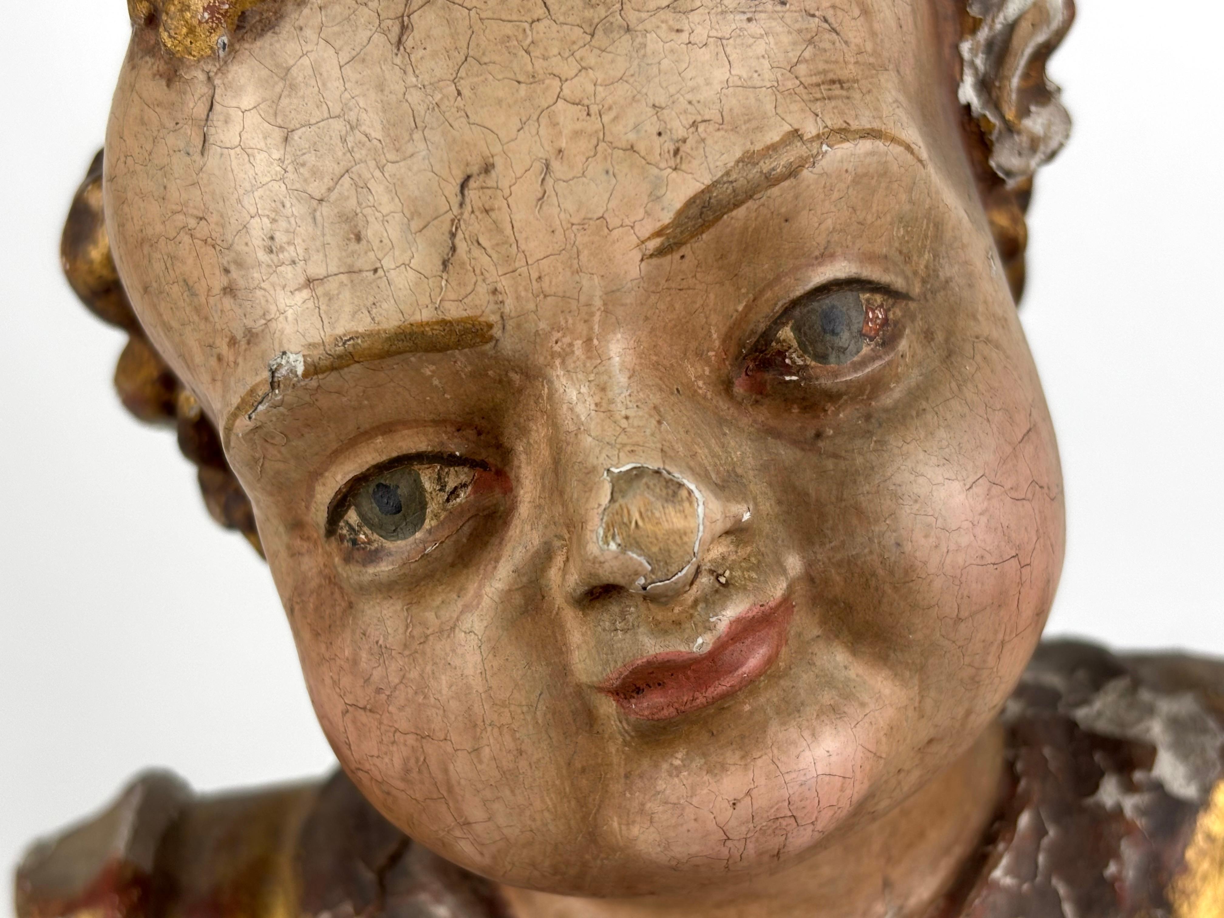 18th Century Catalan Polychrome Wood Figure of the Christ Child - Baroque Sculpture by Unknown
