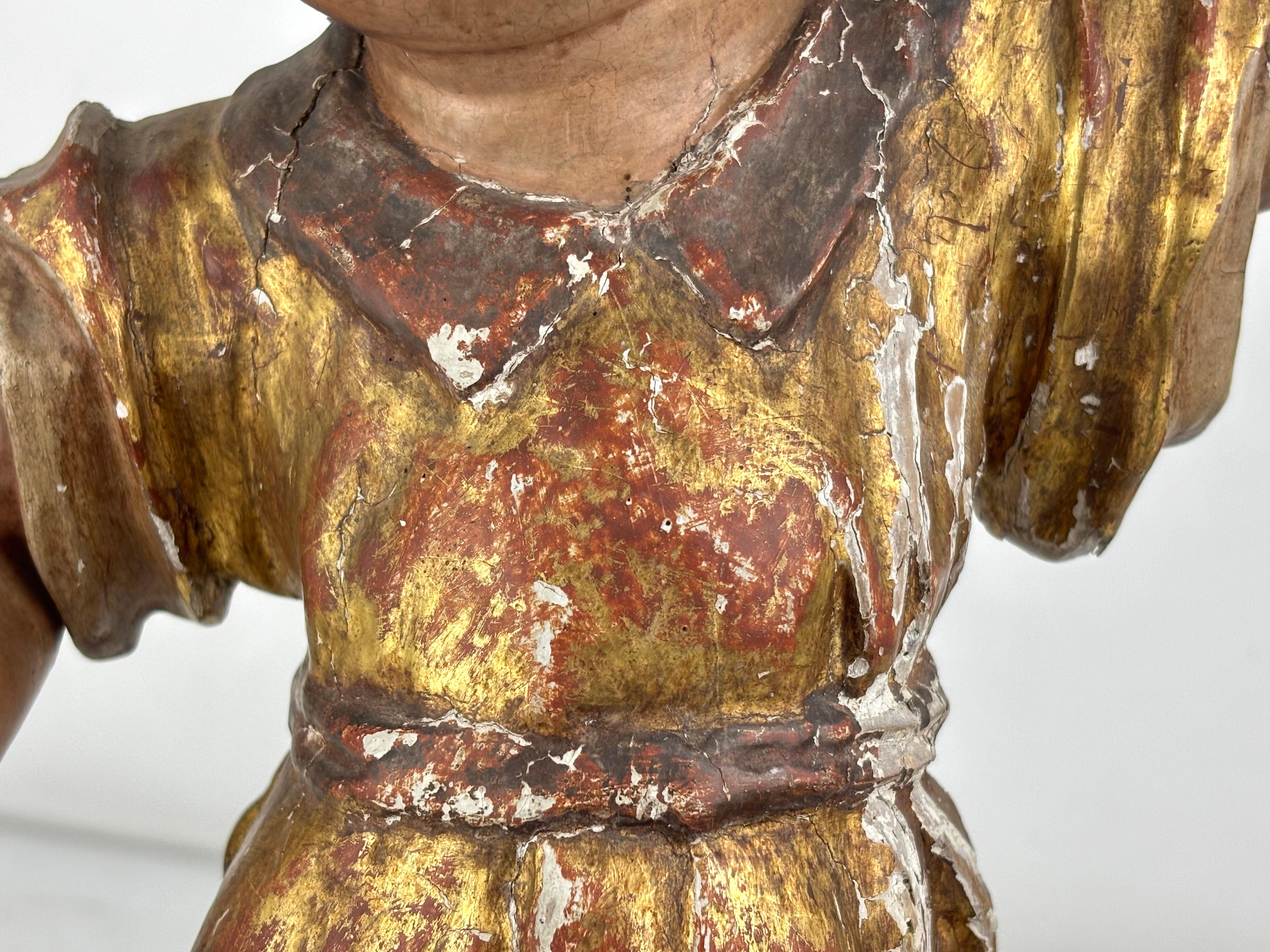 18th Century Catalan Polychrome Wood Figure of the Christ Child - Brown Figurative Sculpture by Unknown