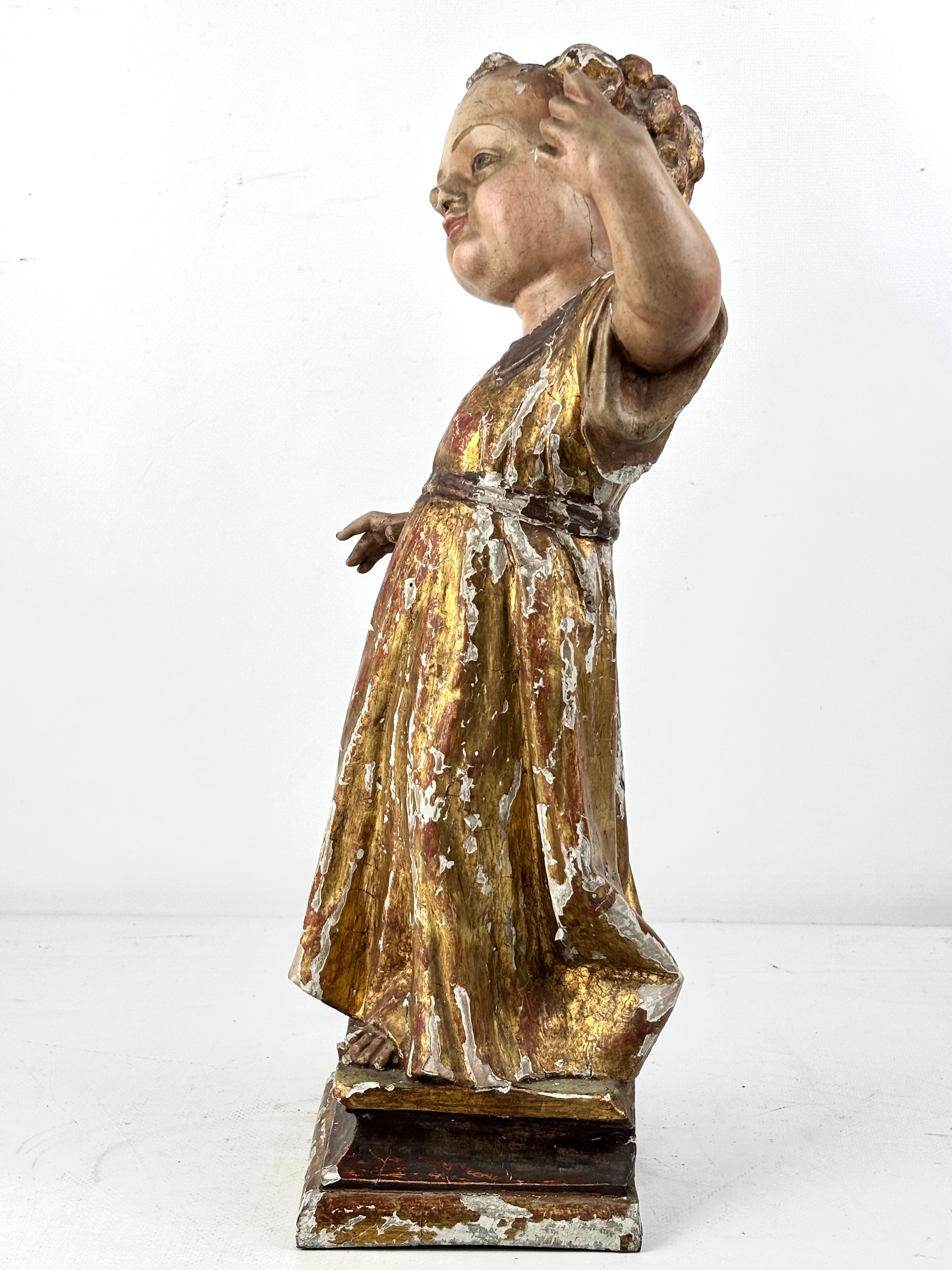 18th Century Catalan Polychrome Wood Figure of the Christ Child For Sale 1