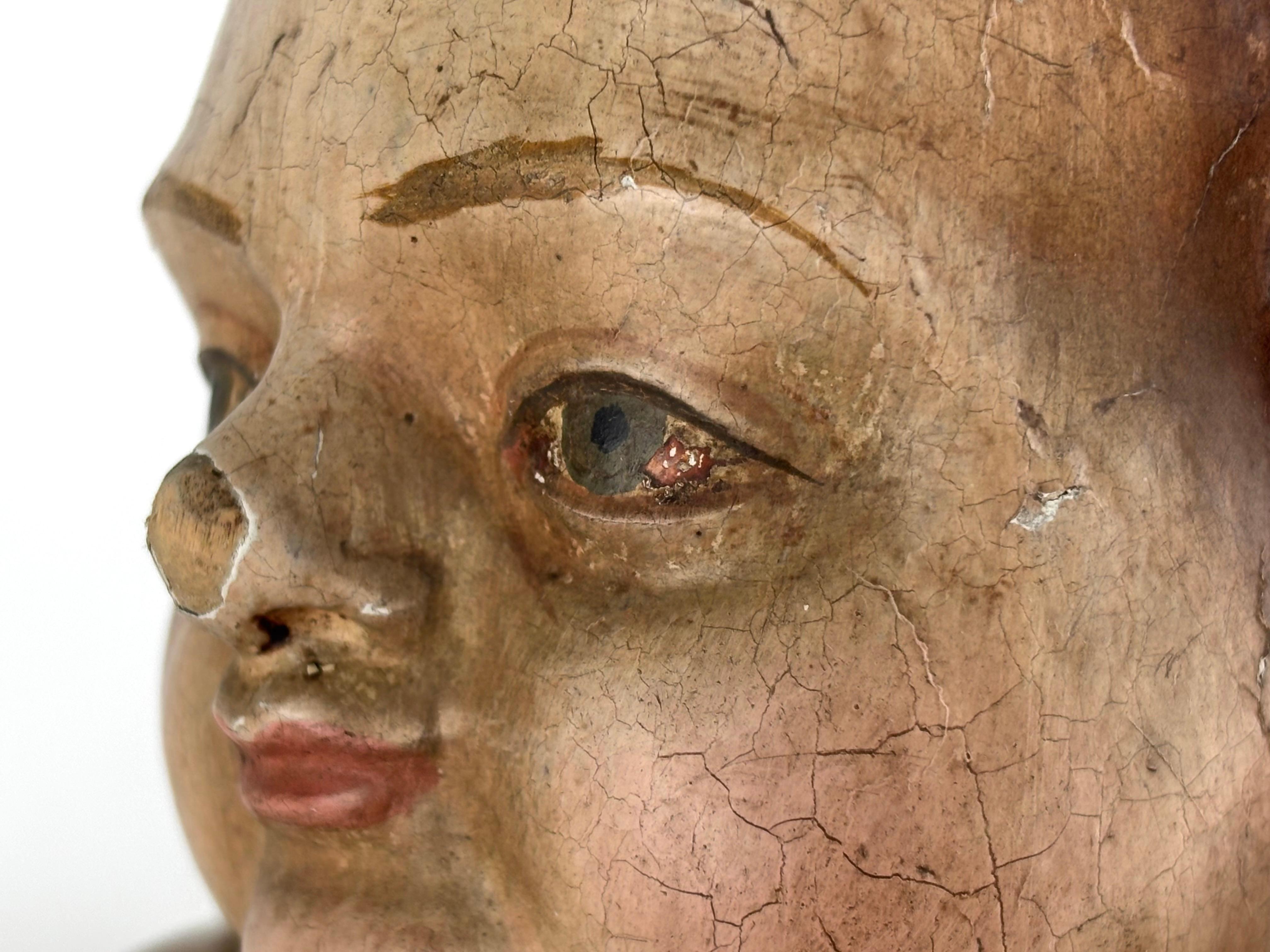 18th Century Catalan Polychrome Wood Figure of the Christ Child For Sale 3