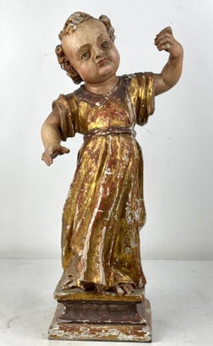 18th Century Catalan Polychrome Wood Figure of the Christ Child
