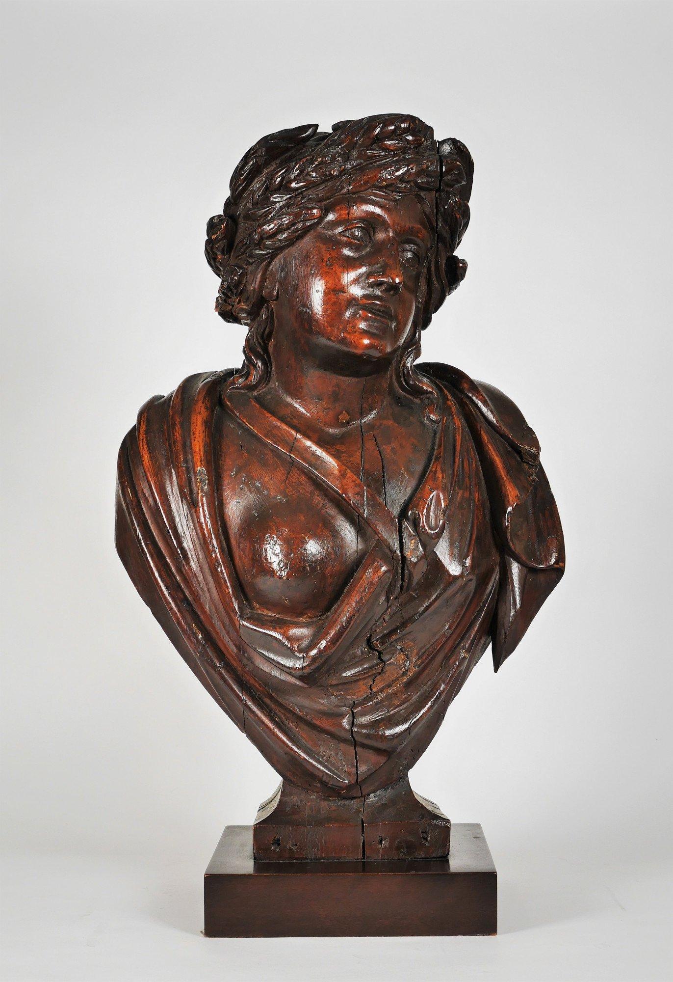 Bustos femeninos semidesnudos neoclásicos italianos tallados del siglo XVIII - Sculpture Escuela italiana de Unknown