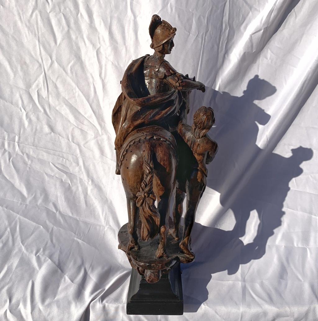 18th century Italian figure sculpture - Saint Martin - Carved wood Italy For Sale 11