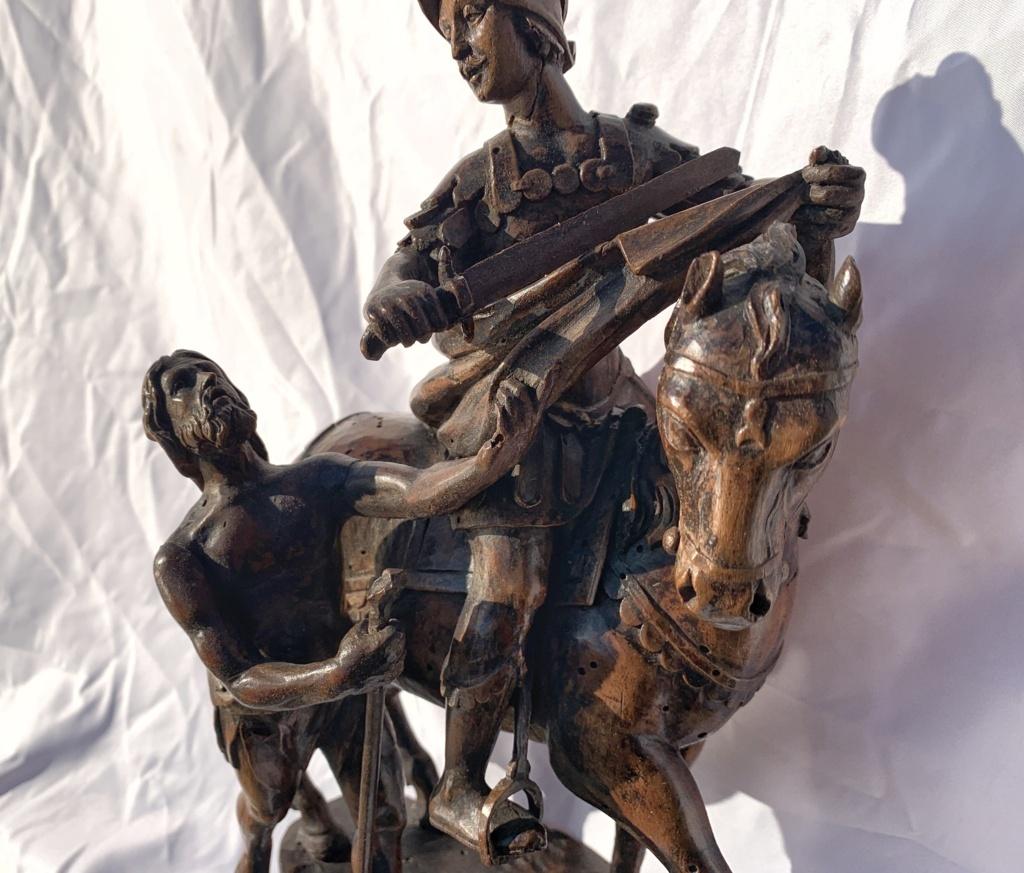 Sculpture italienne du 18ème siècle - Saint Martin - Bois sculpté Italie en vente 4
