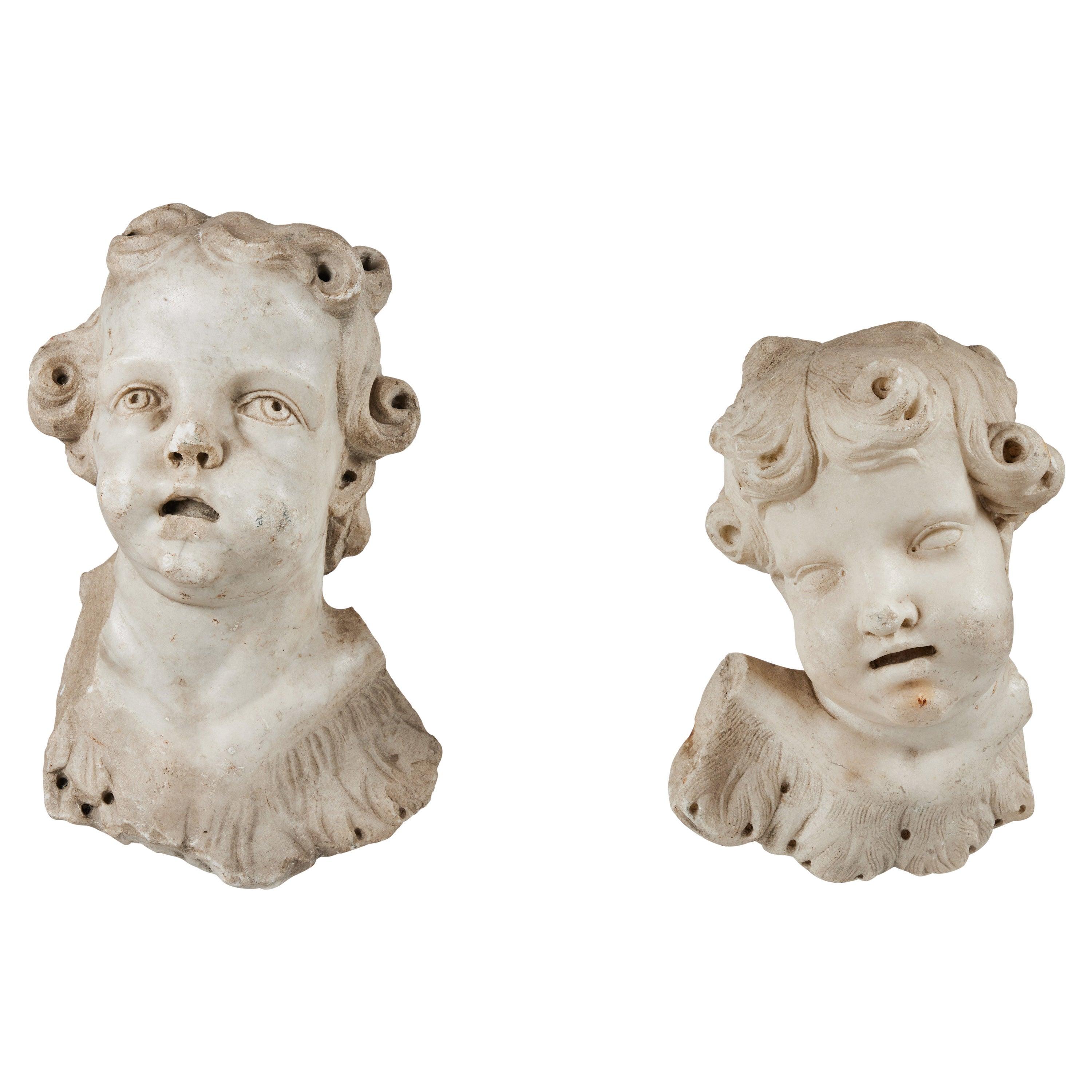 Unknown Figurative Sculpture - 18th Century, Marble Cherubs