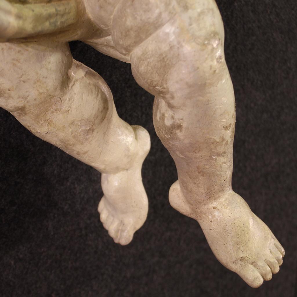 escultura antigua italiana de madera pintada del siglo XVIII, 1740 6