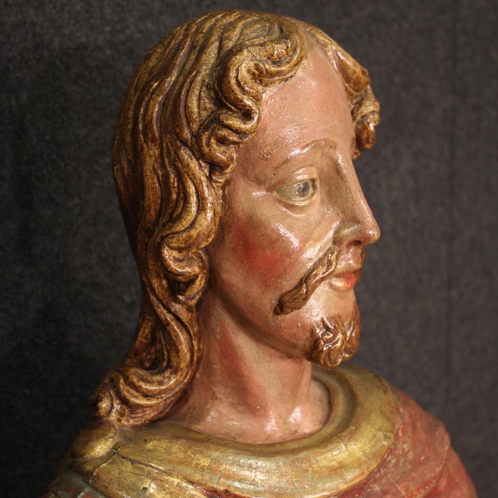 18th Century Polychrome Wood Italian Sculpture Roman Soldier Saint, 1770 2