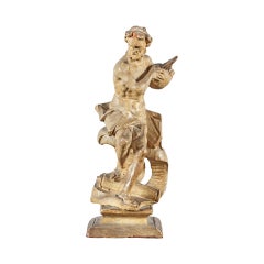 Venezianische geschnitzte Holzskulptur des 18. Jahrhunderts – Prophet – Lackiertes Venedig