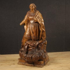 18th Century Wooden German Antique Religious Sculpture Saint Theresa, 1780
