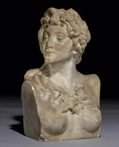 18th White Marble Rococo Style Sculpture Bust of Goddess Flora