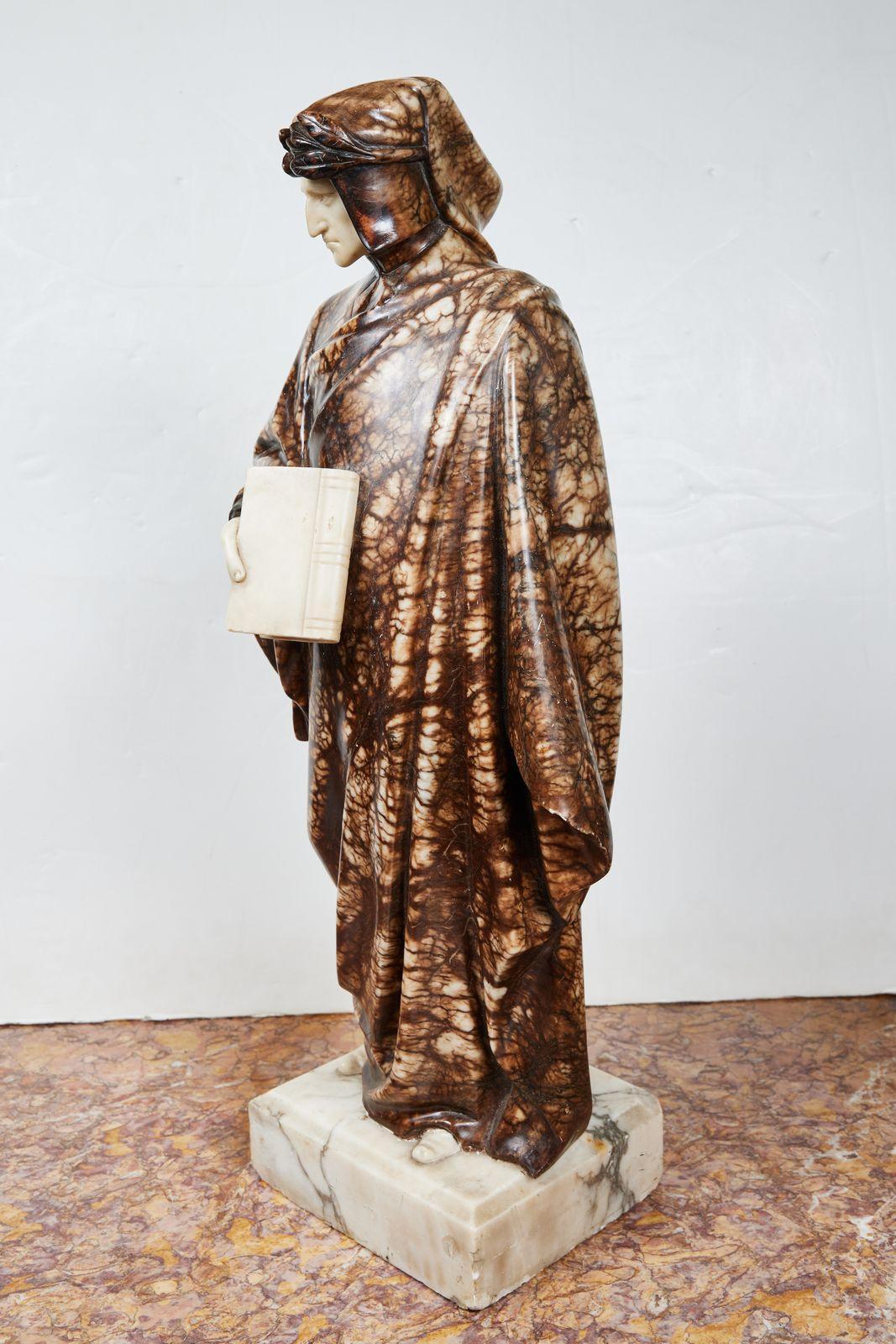 1900's Alabaster Sculpture of Dante For Sale 3