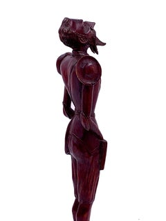 1940s Don Quixote Carved Wood Sculpture