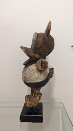 Wabi Sabi Daisy Duck Sculpture, Folk Art, Wood and Paint, 1950s