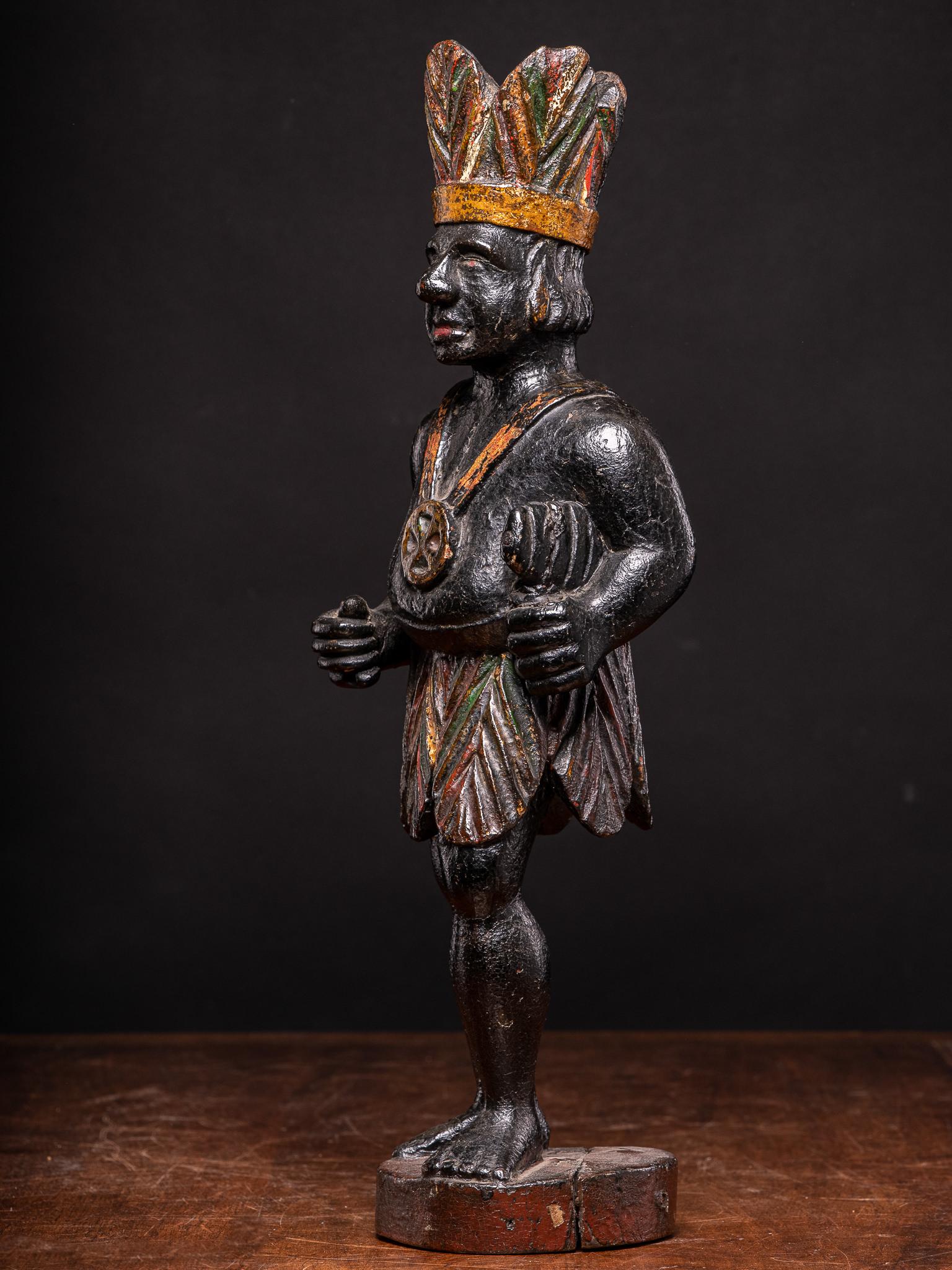 The cigar store Indian originated as a tradition, not in the United States but in Europe, where carved “Virginie men,” as Europeans called native Americans, were used for advertising the sale of tobacco, an American crop. 

Tobacconists in America
