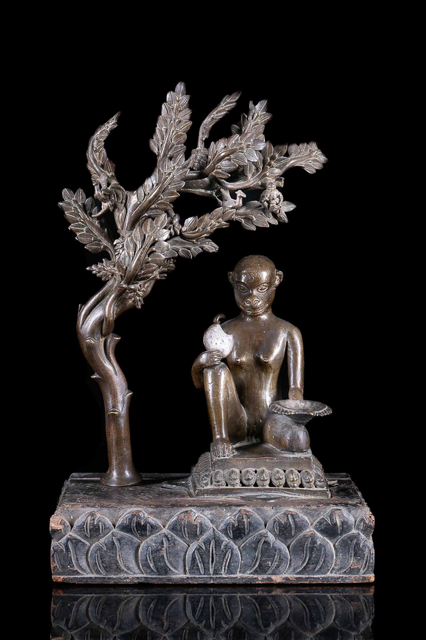 19th C, Religious, Statue of the Hindu Monkey-God Hanuman, Népal, Bronze