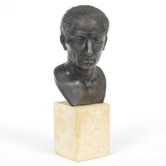 19th Century Bronze Bust of Julius Caesar on Stone Base