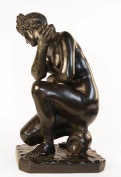 19th Century Bronze Figure of Crouching Venus or Naked Aphrodite