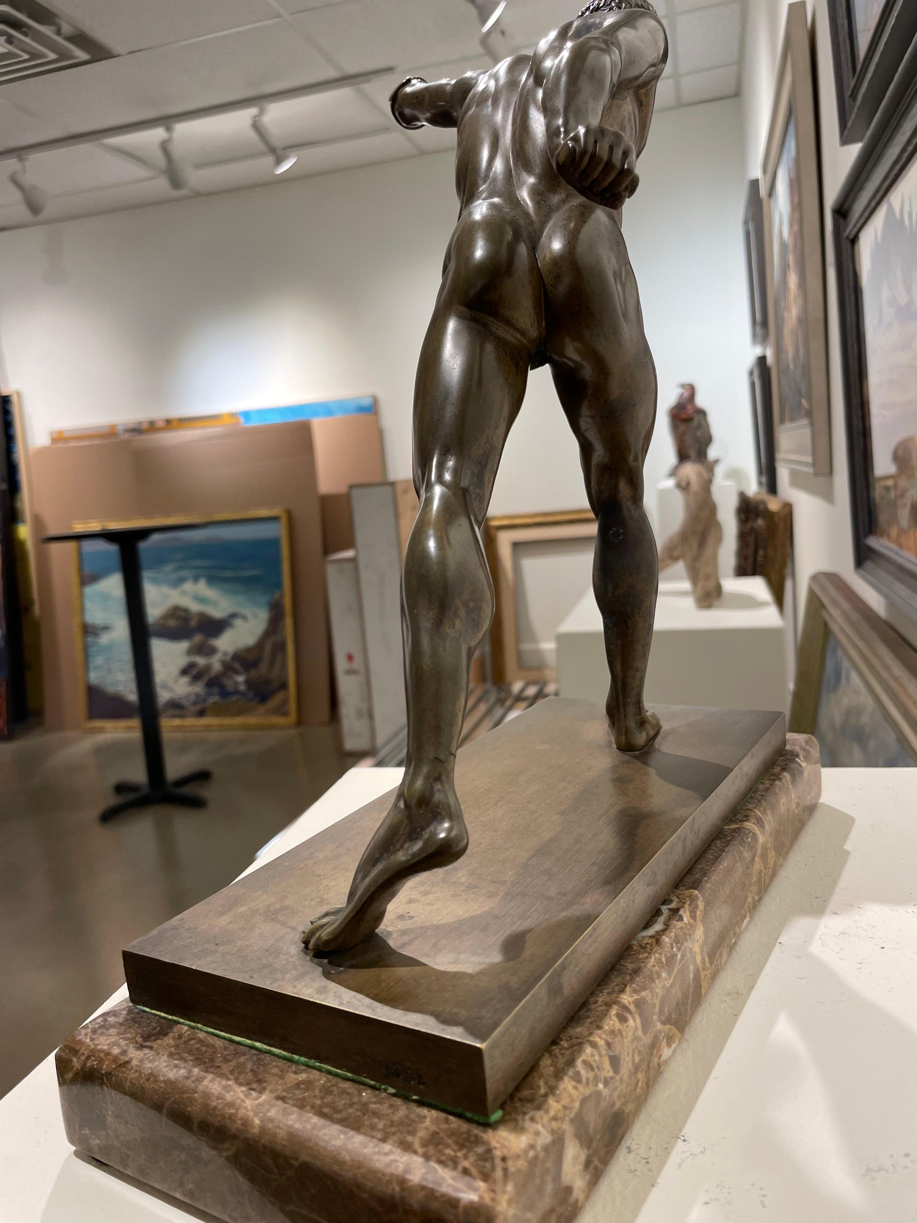 Bronzeskulptur des Gladiators von Borghese aus dem 19. im Angebot 5