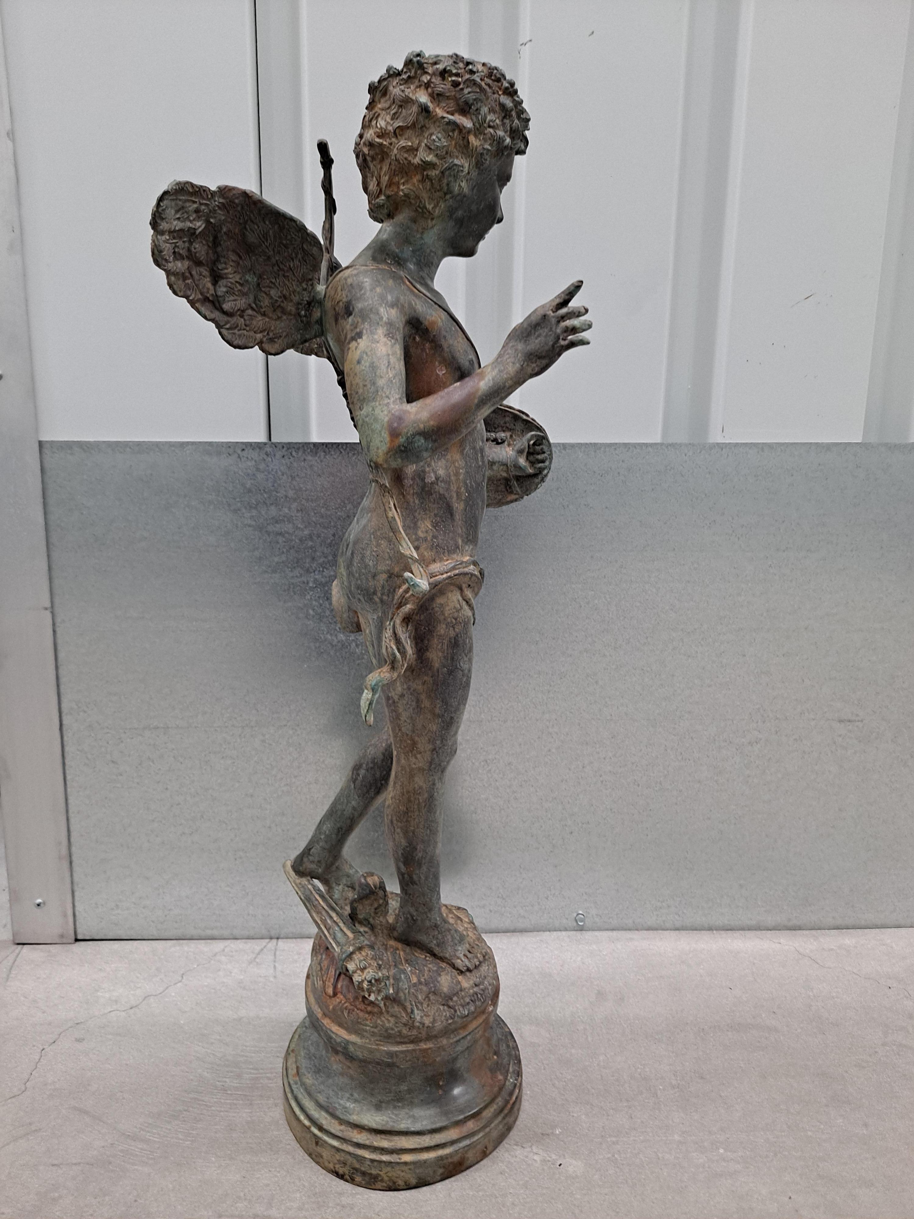 19th century  Bronze Sculpture of Cupid After Pierre Chenet  For Sale 2