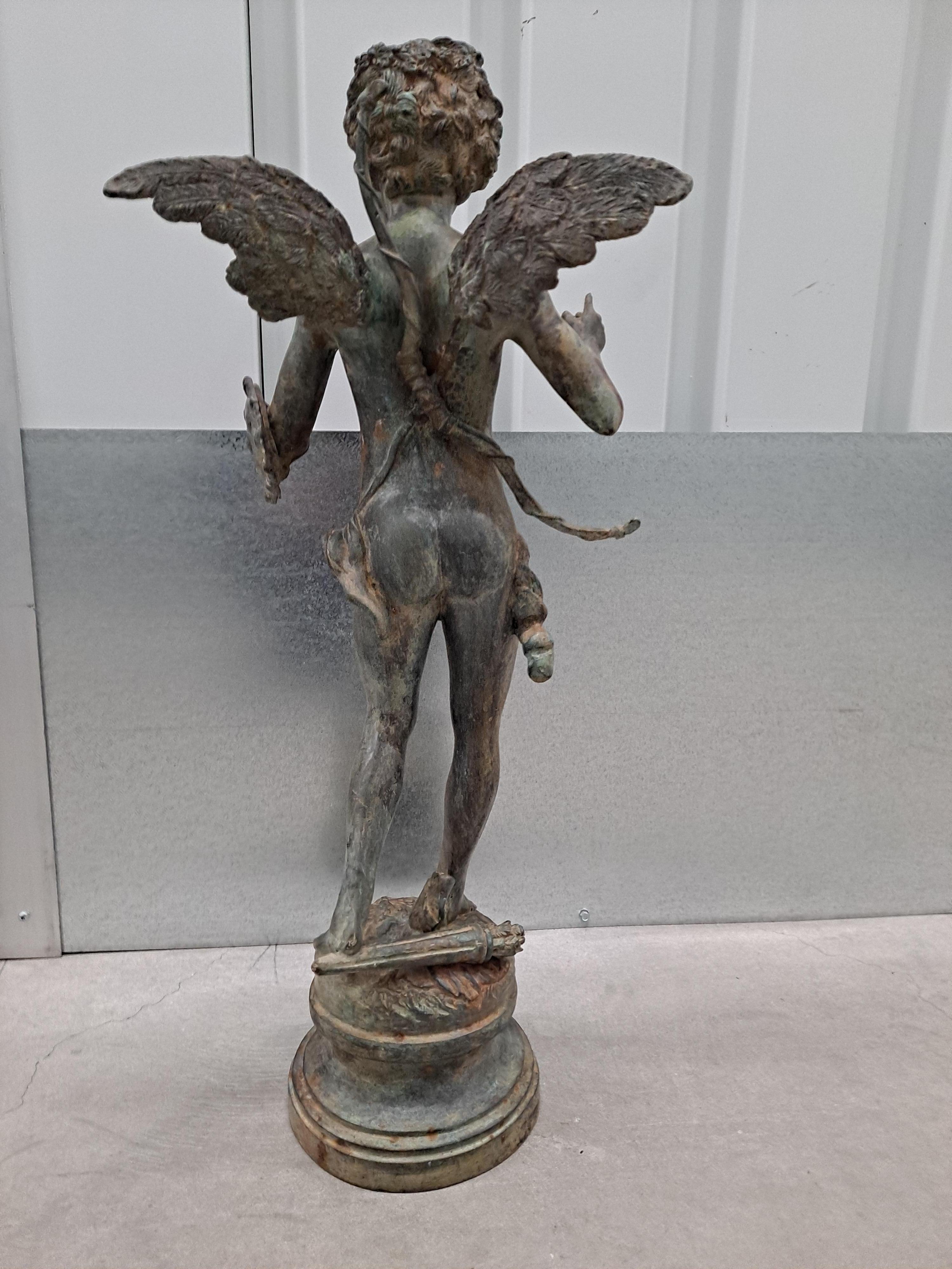 19th century  Bronze Sculpture of Cupid After Pierre Chenet  For Sale 3