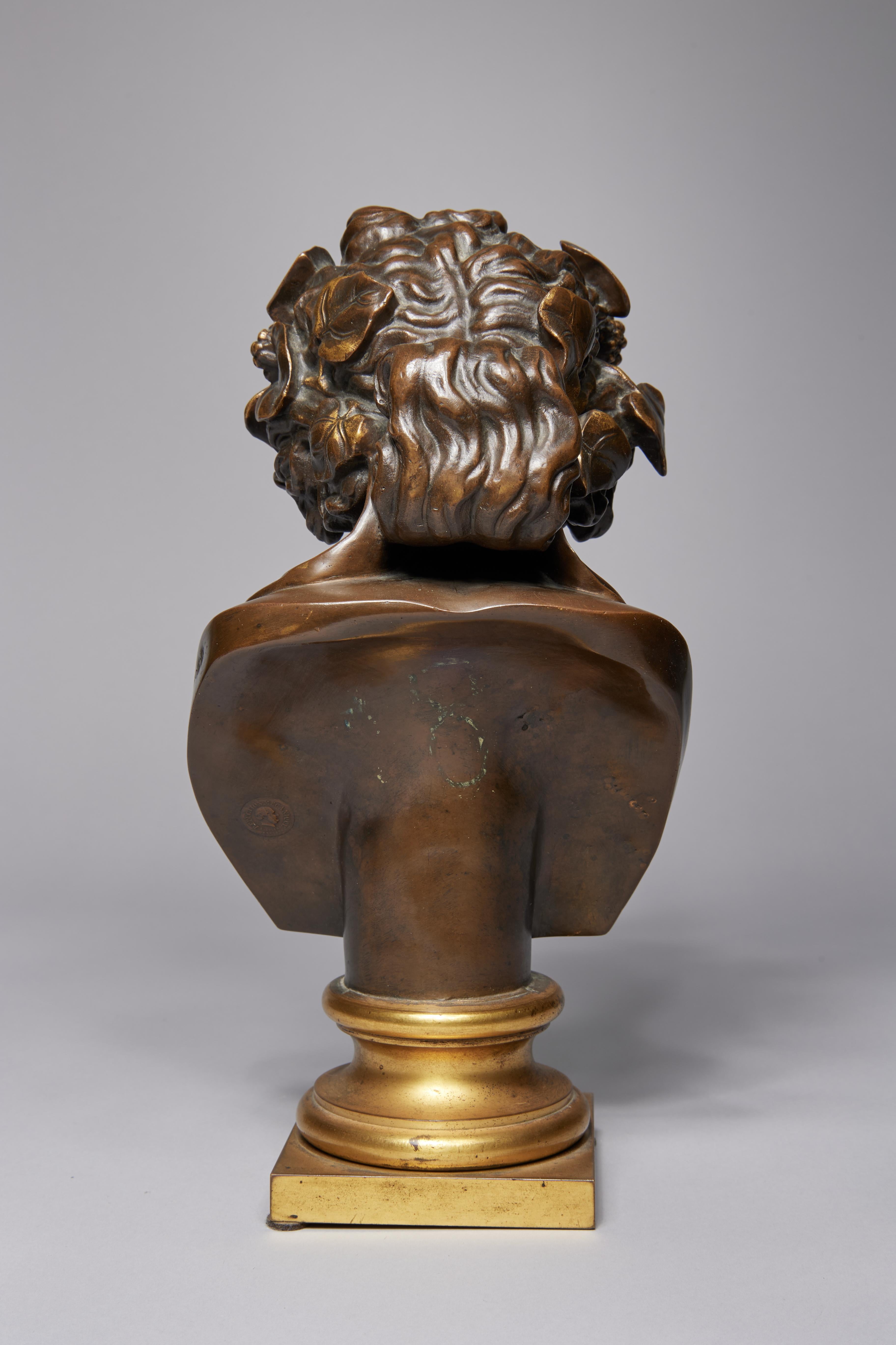 19th Century Bust of Antinous as Bacchus/Dionysus w/ Gilt Floral Wreath For Sale 3