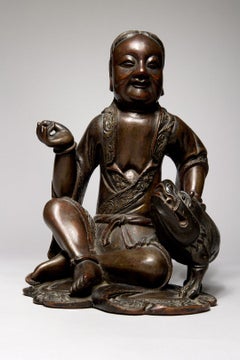 19th Century Chinese Seated Buddha w/ Foo Dog in the Ming Style