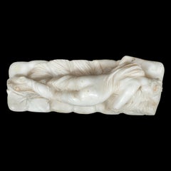 19th century Empire figure alabaster sculpture - Girl lying down