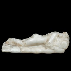 19th century Empire figure alabaster sculpture - Girl lying down