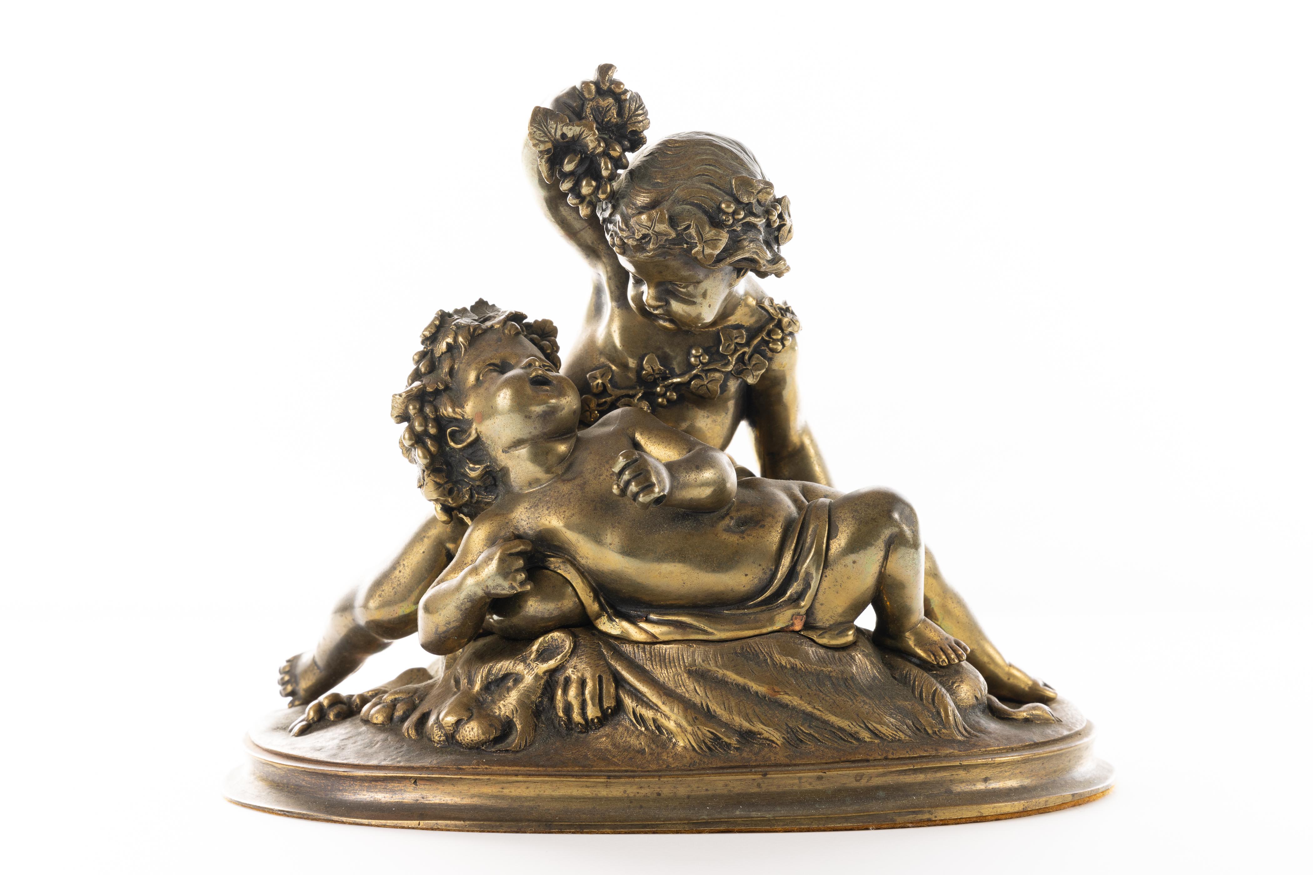 Unknown Figurative Sculpture - 19th Century French Bacchanalian Bronze 