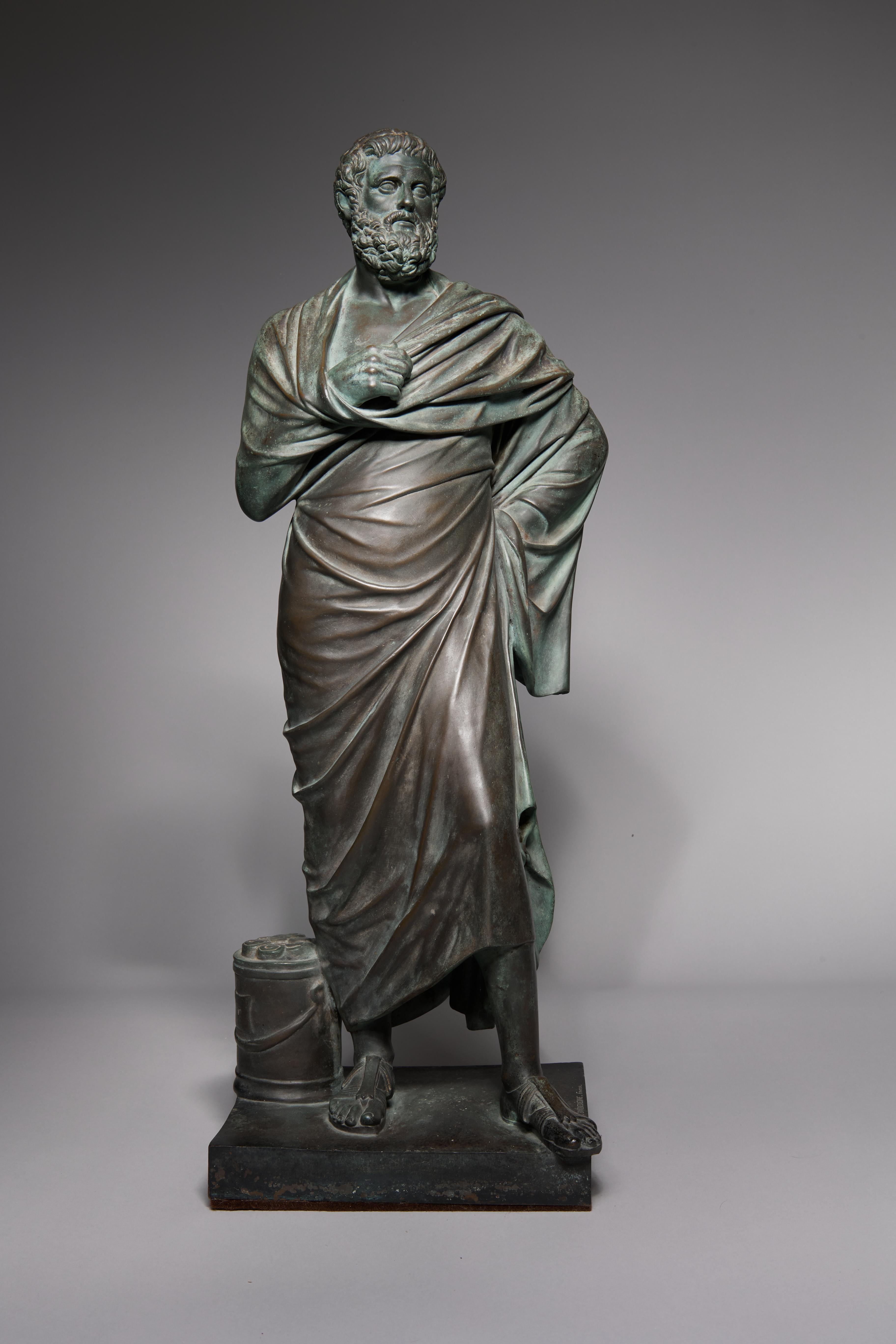 Figurative Sculpture di Unknown - Figura Grand Tour del XIX secolo di Sofocle dopo l'antico, F. Barbidienne