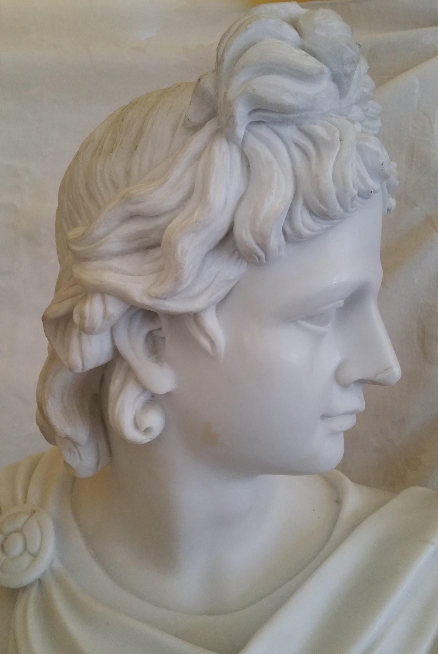 19th Century Grand Tour Marble Bust of a Young Apollo - Sculpture by Unknown