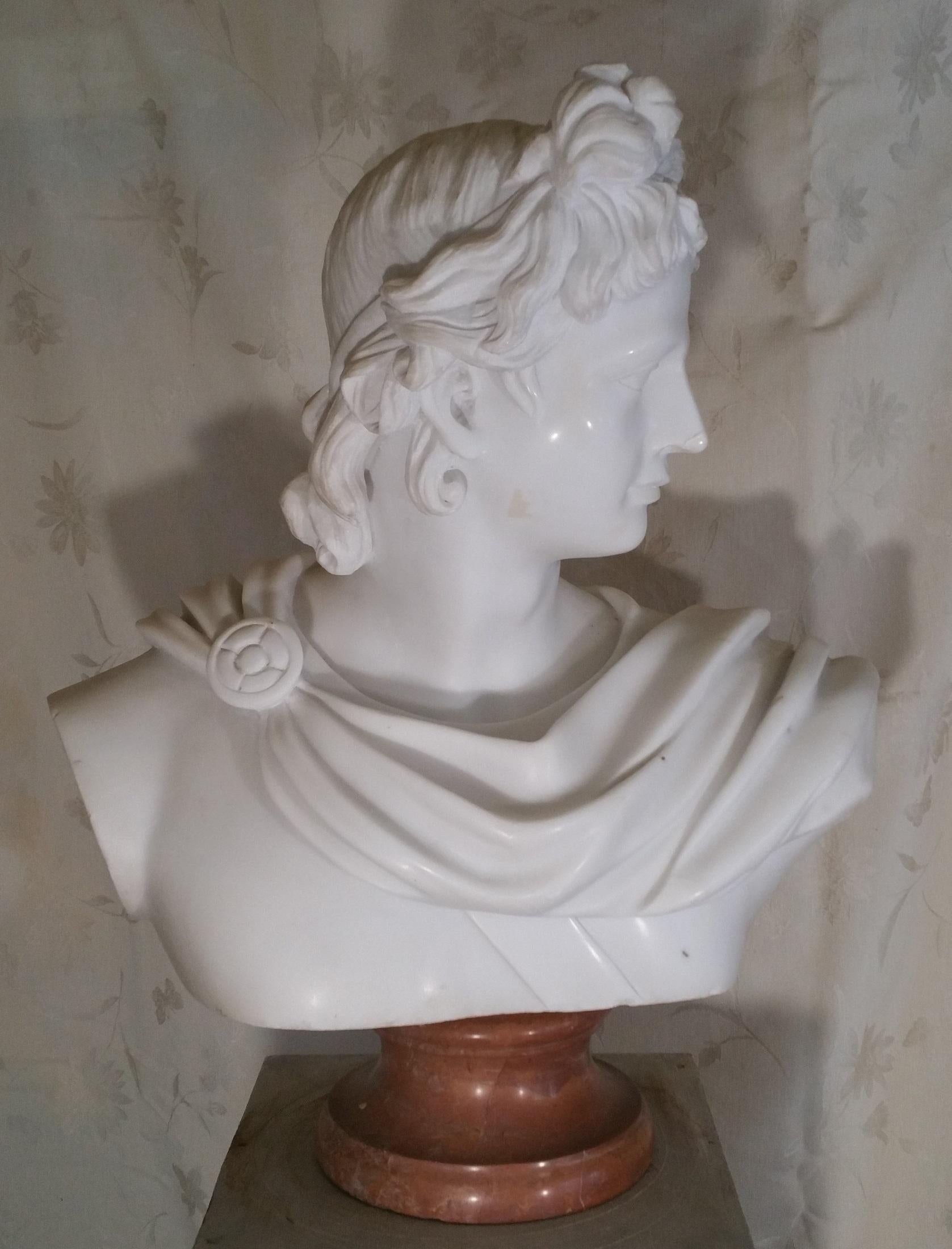 19th Century Grand Tour Marble Bust of a Young Apollo