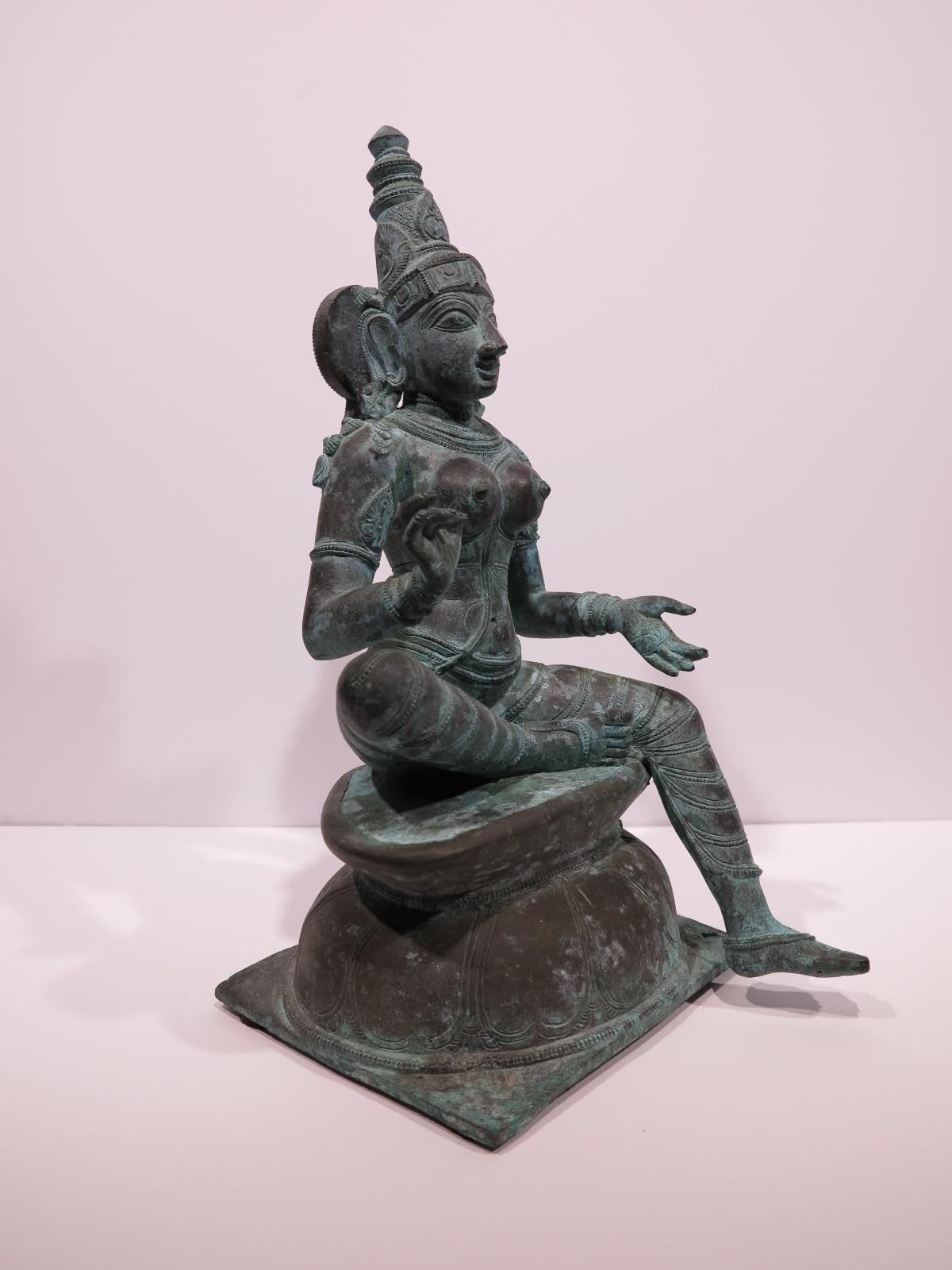 19th-century Indian Chola bronze figure of a goddess  - Sculpture by Unknown
