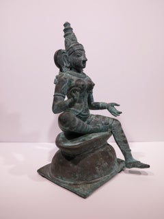 19th-century Indian Chola bronze figure of a goddess