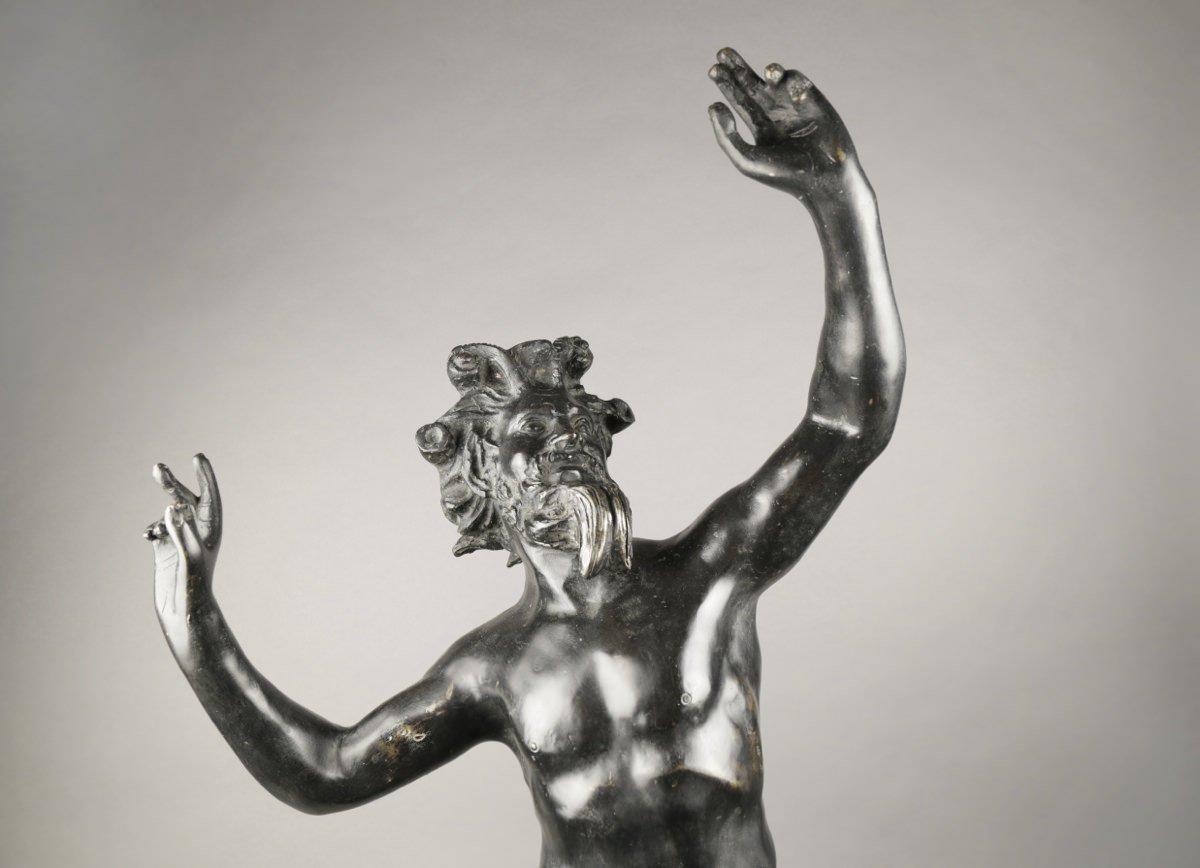 19th Century Italian School, Grand Tour Bronze of the Dancing Faun - Gold Nude Sculpture by Unknown