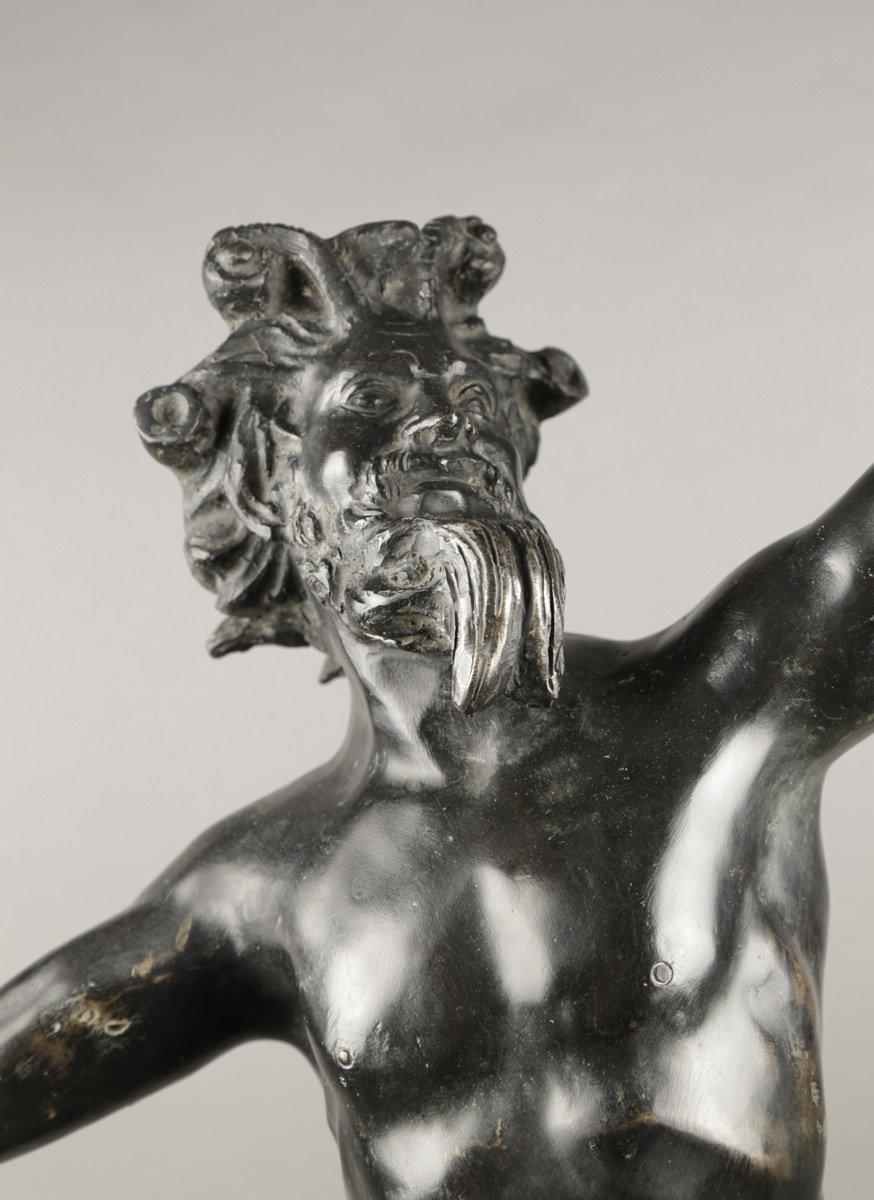 19th Century Italian School
Grand Tour Bronze of the Dancing Faun, after the antique, 1880
32. x 14 x 10 inches

The Dancing Faun was discovered on October 26, 1830 in the ruins of the most opulent Roman home discovered at Pompeii: the House of the