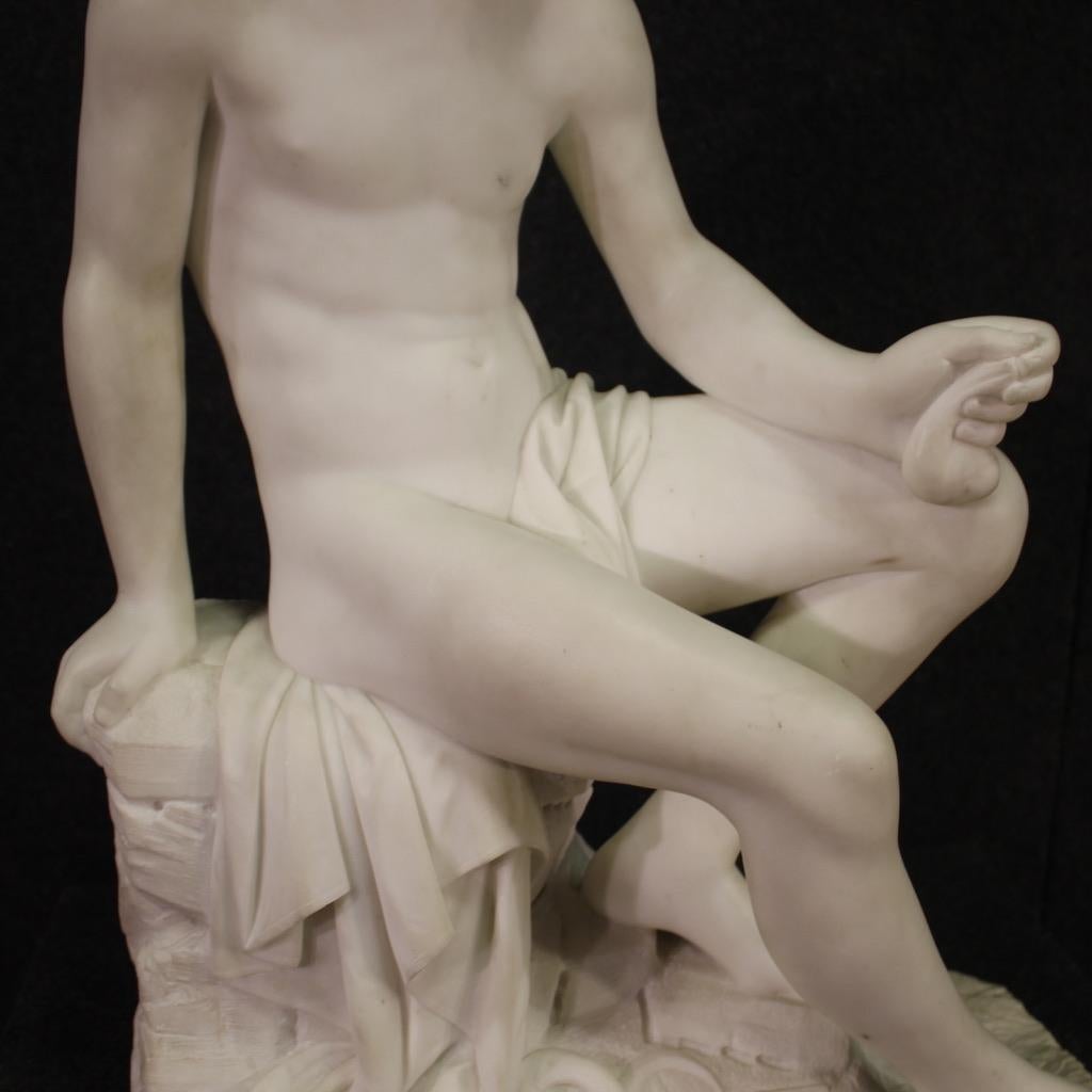 19th Century Marble Italian Antique Mercury Sculpture, 1820 3