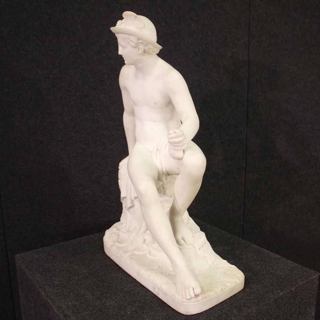 19th Century Marble Italian Antique Mercury Sculpture, 1820 4