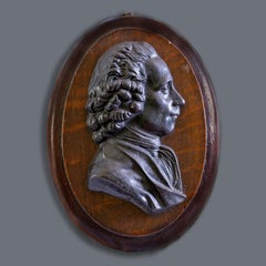 Antique 19th Century Metal Wall Plaque Portrait of Joseph Priestley