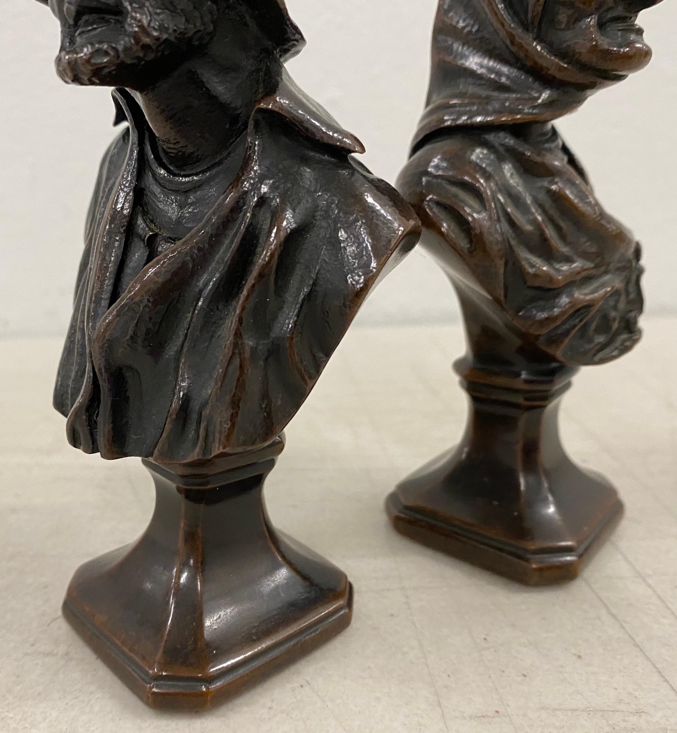 19th Century Old Man & Woman Bronze Sculptures For Sale 1