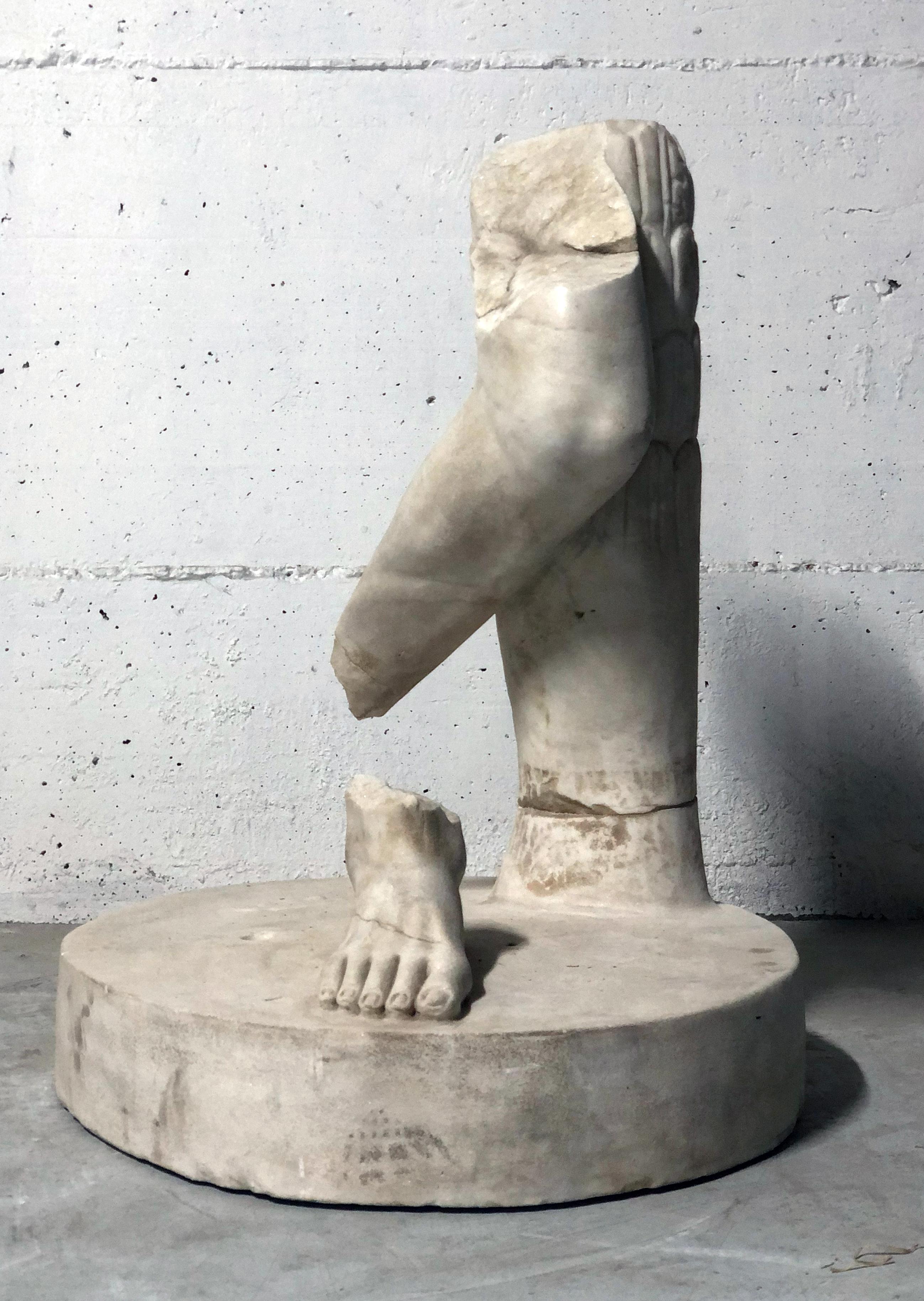 19th Century Roman White Marble Lifesize Fragment Torso Sculpture Legs and Feet 5