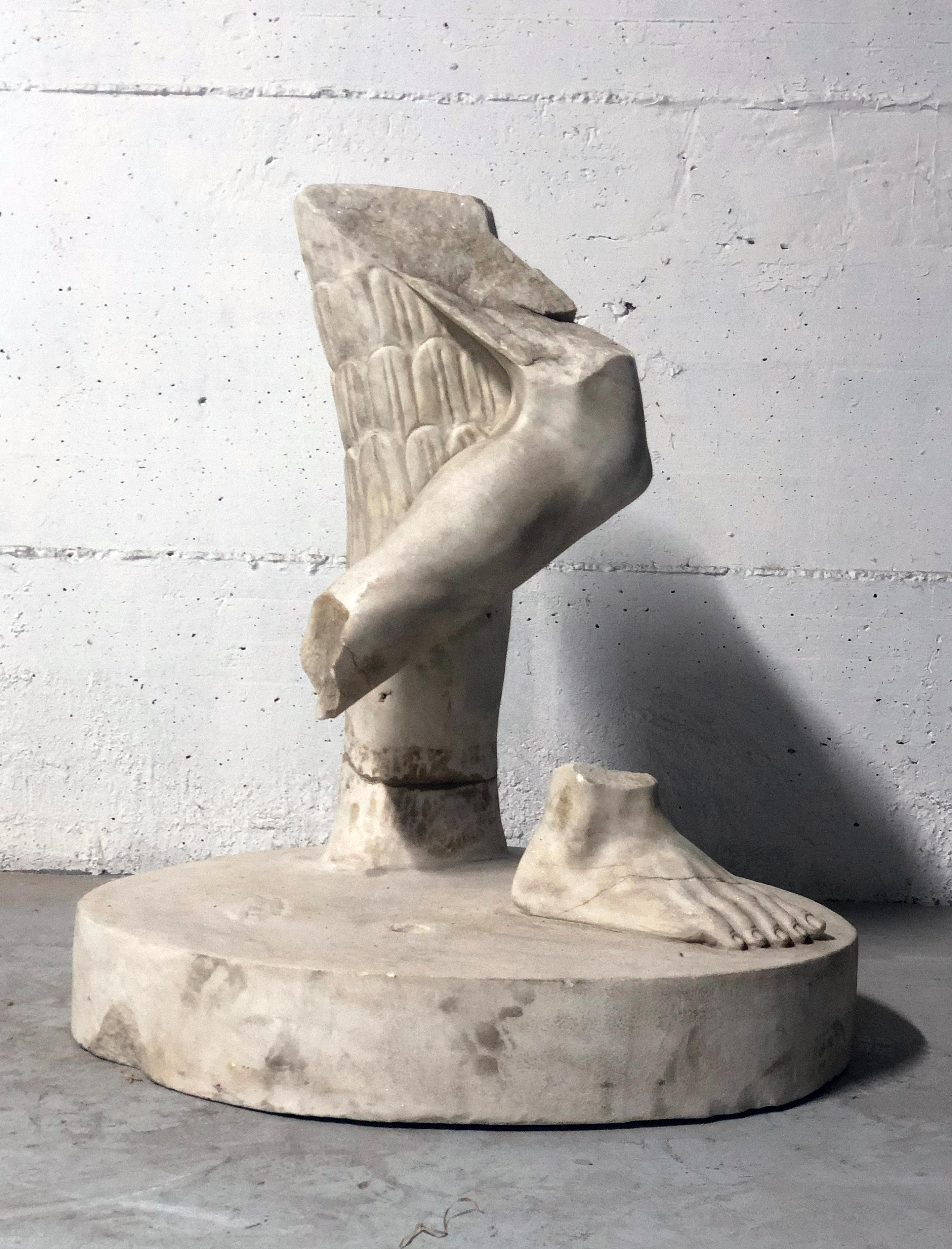 19th Century Roman White Marble Lifesize Fragment Torso Sculpture Legs and Feet 6