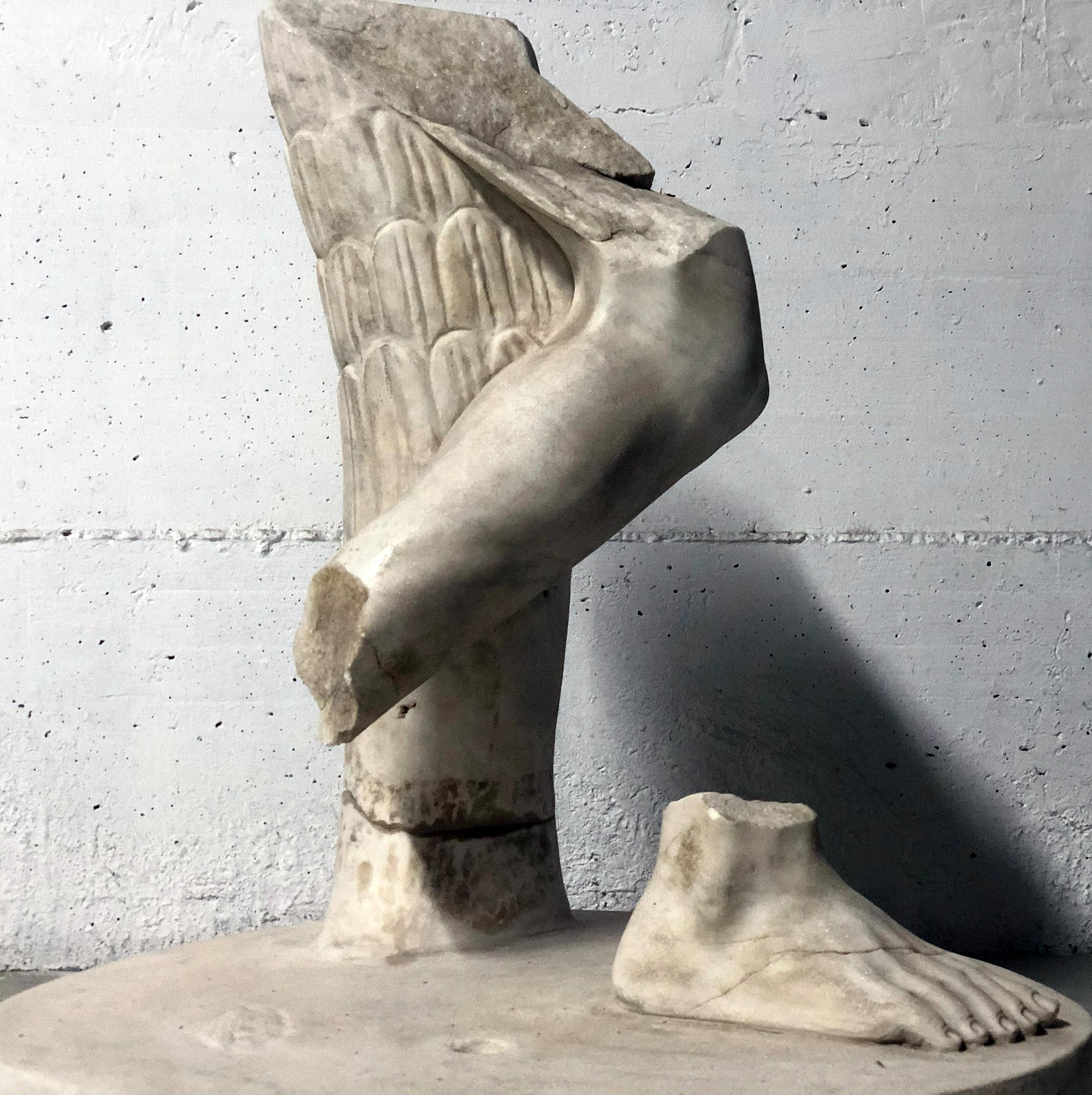 19th Century Roman White Marble Lifesize Fragment Torso Sculpture Legs and Feet 7