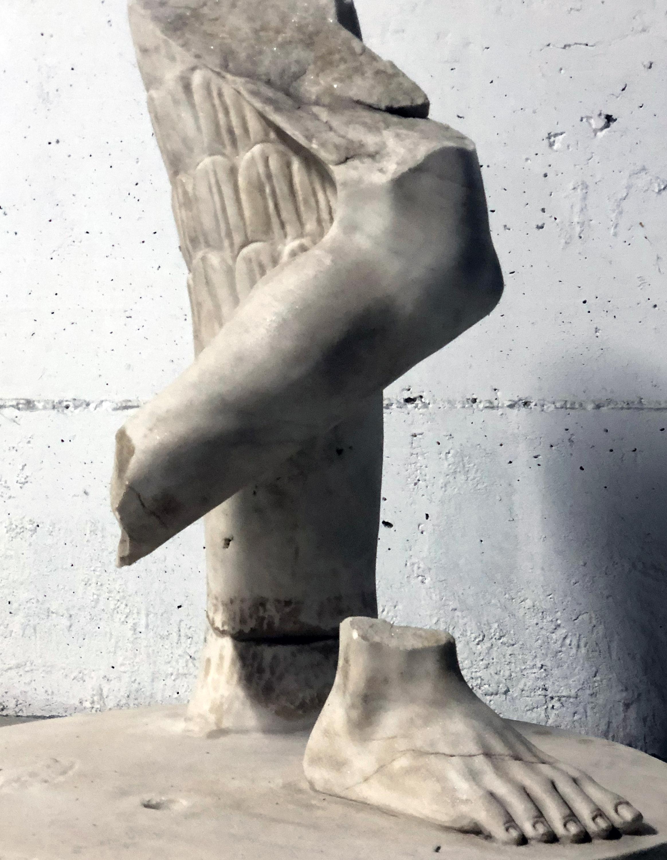 19th Century Roman White Marble Lifesize Fragment Torso Sculpture Legs and Feet 8