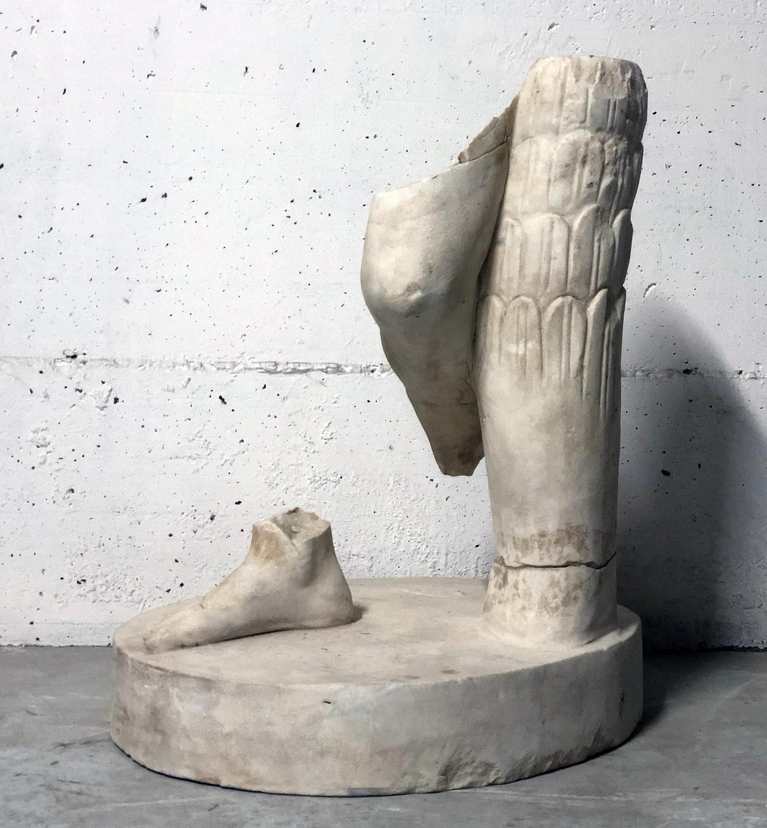 19th Century Roman White Marble Lifesize Fragment Torso Sculpture Legs and Feet 9