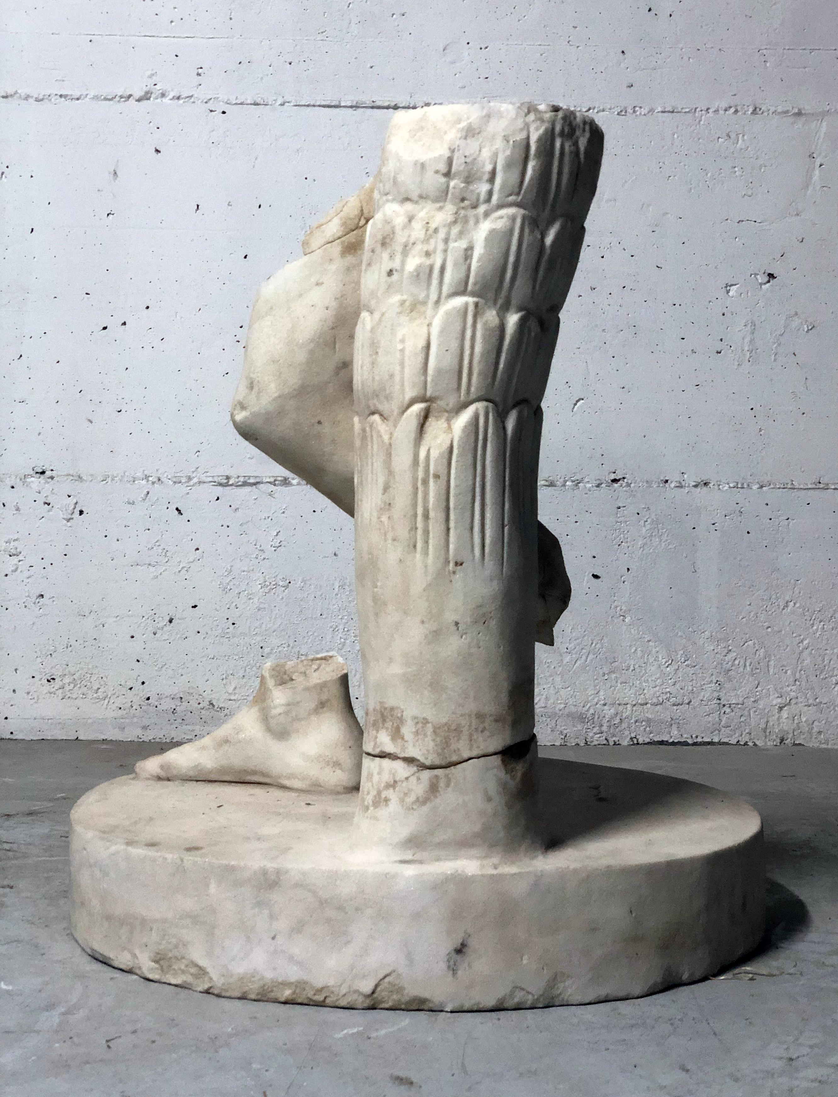 19th Century Roman White Marble Lifesize Fragment Torso Sculpture Legs and Feet - Black Figurative Sculpture by Unknown