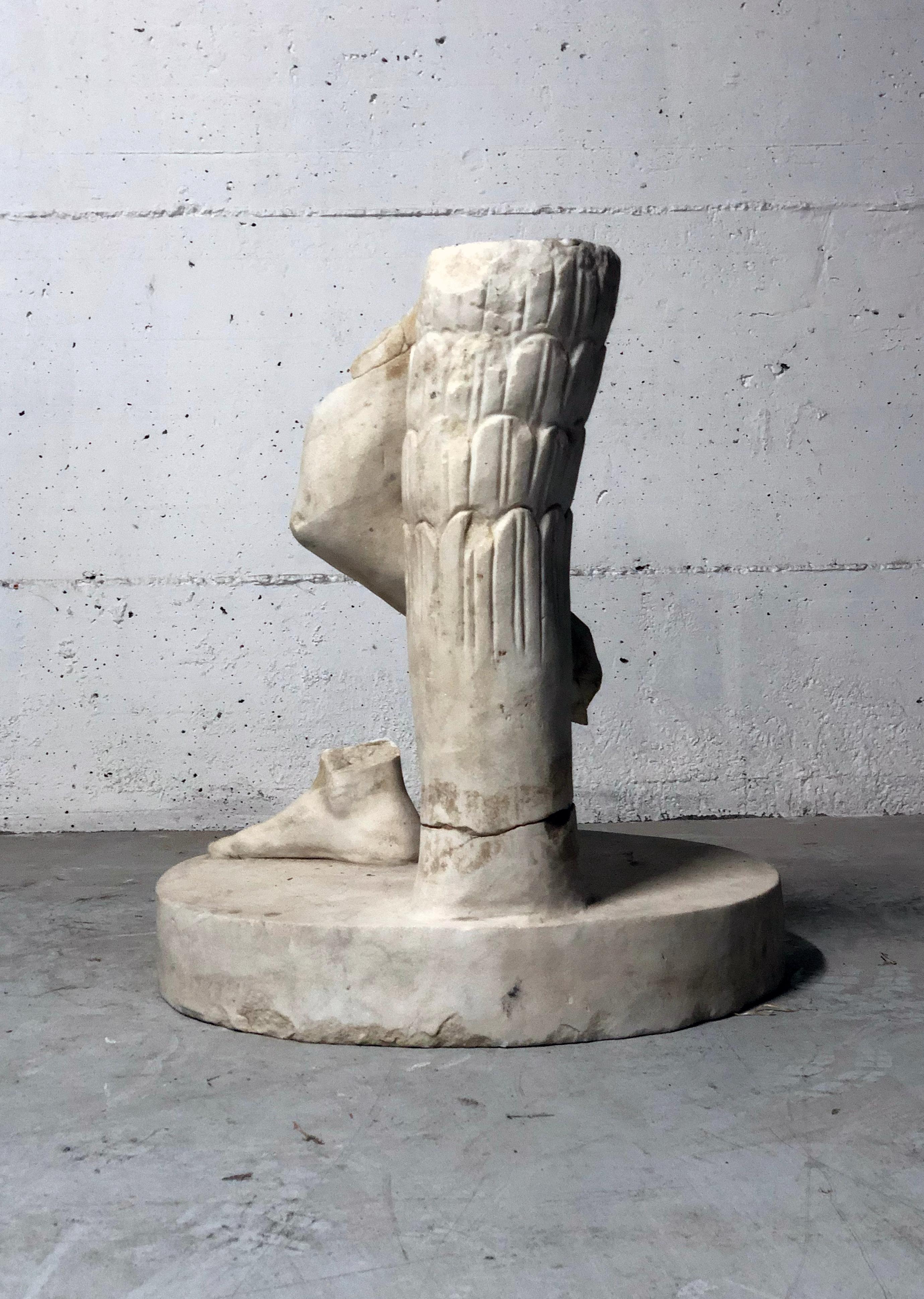 19th Century Roman White Marble Lifesize Fragment Torso Sculpture Legs and Feet 1